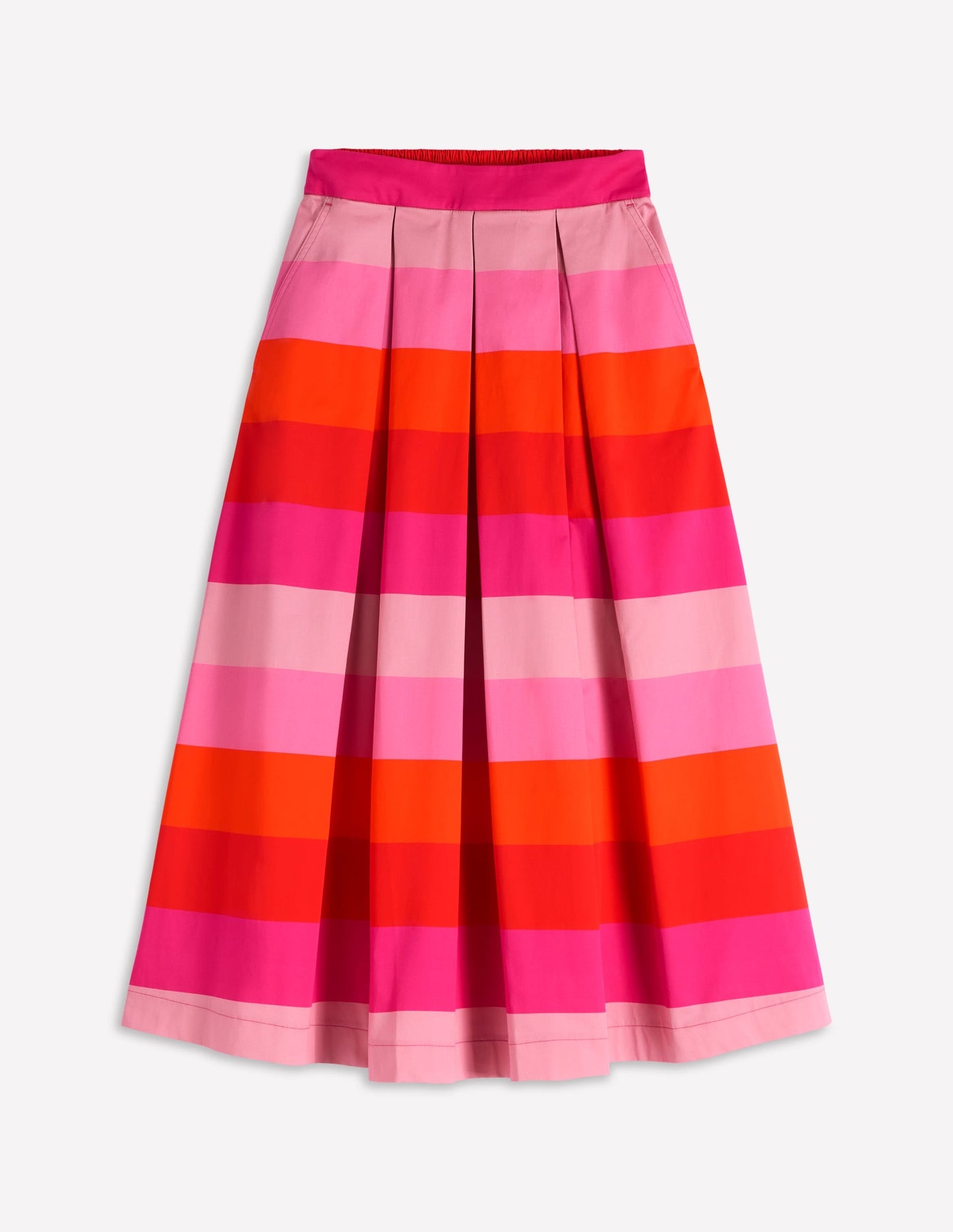 Verity cotton Sateen Skirt-Pink Tonal Multistripe