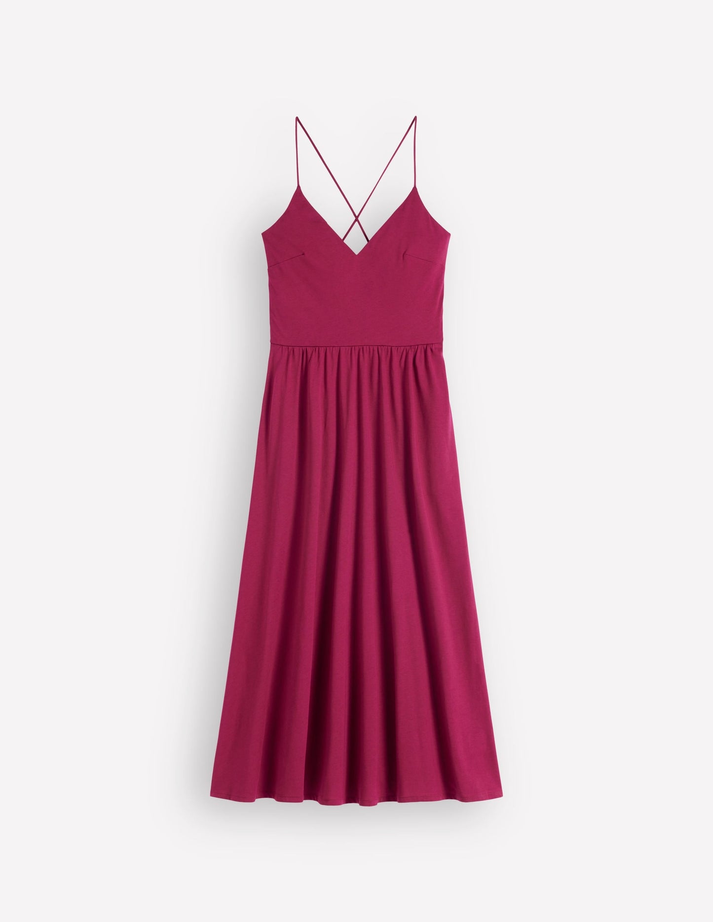 Cross Back Jersey Dress-Beet Red