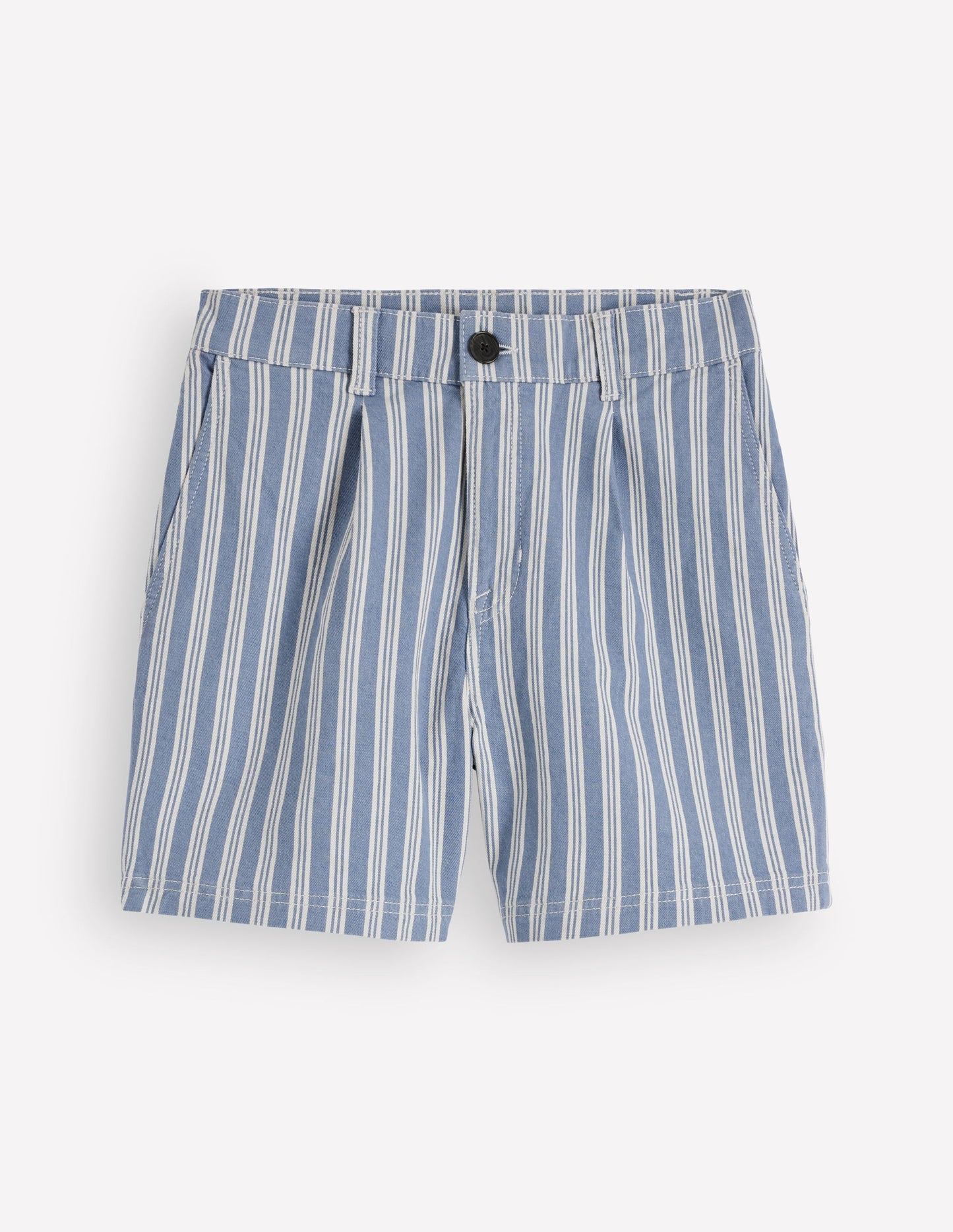 Pleat Front Denim Shorts-Stripe