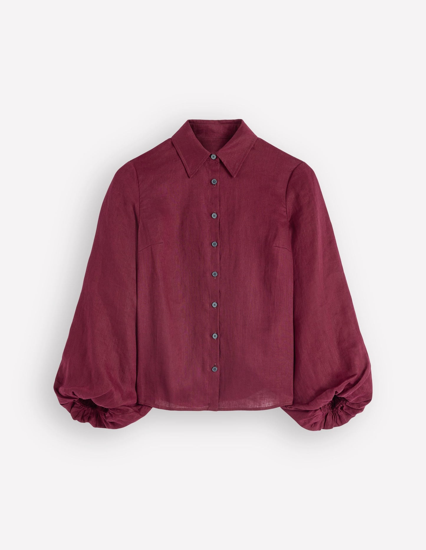 Puff Sleeve Linen Shirt-Deep Wisteria