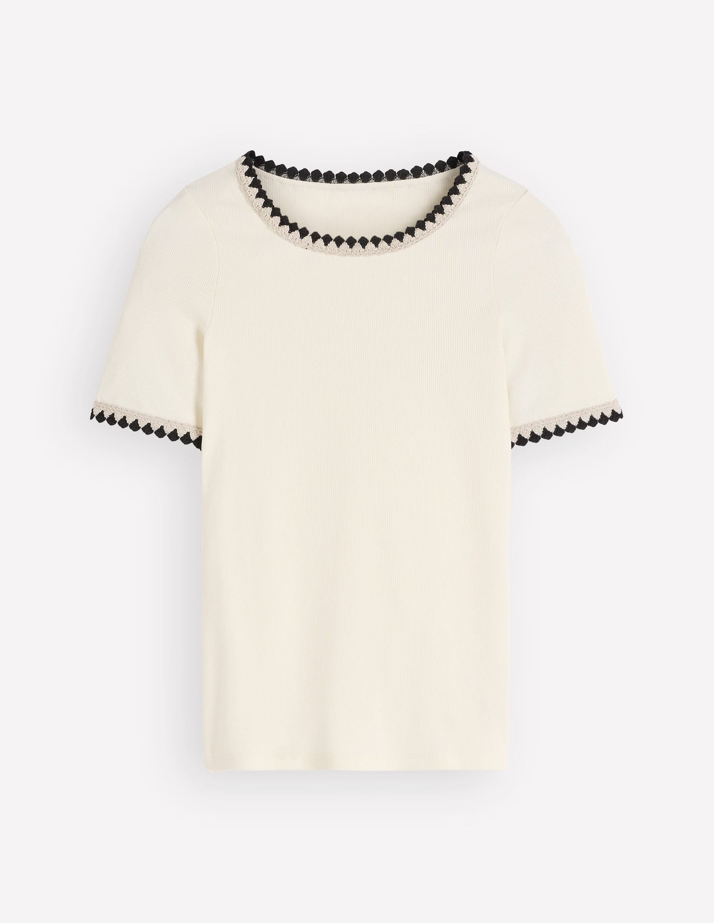Maddie Trim Detail T-Shirt-Ivory with Black