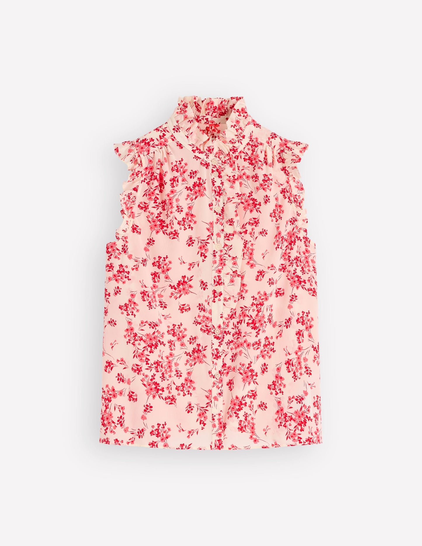 Isabel Sleeveless Silk Top-Pink, Bloom Scatter Mono