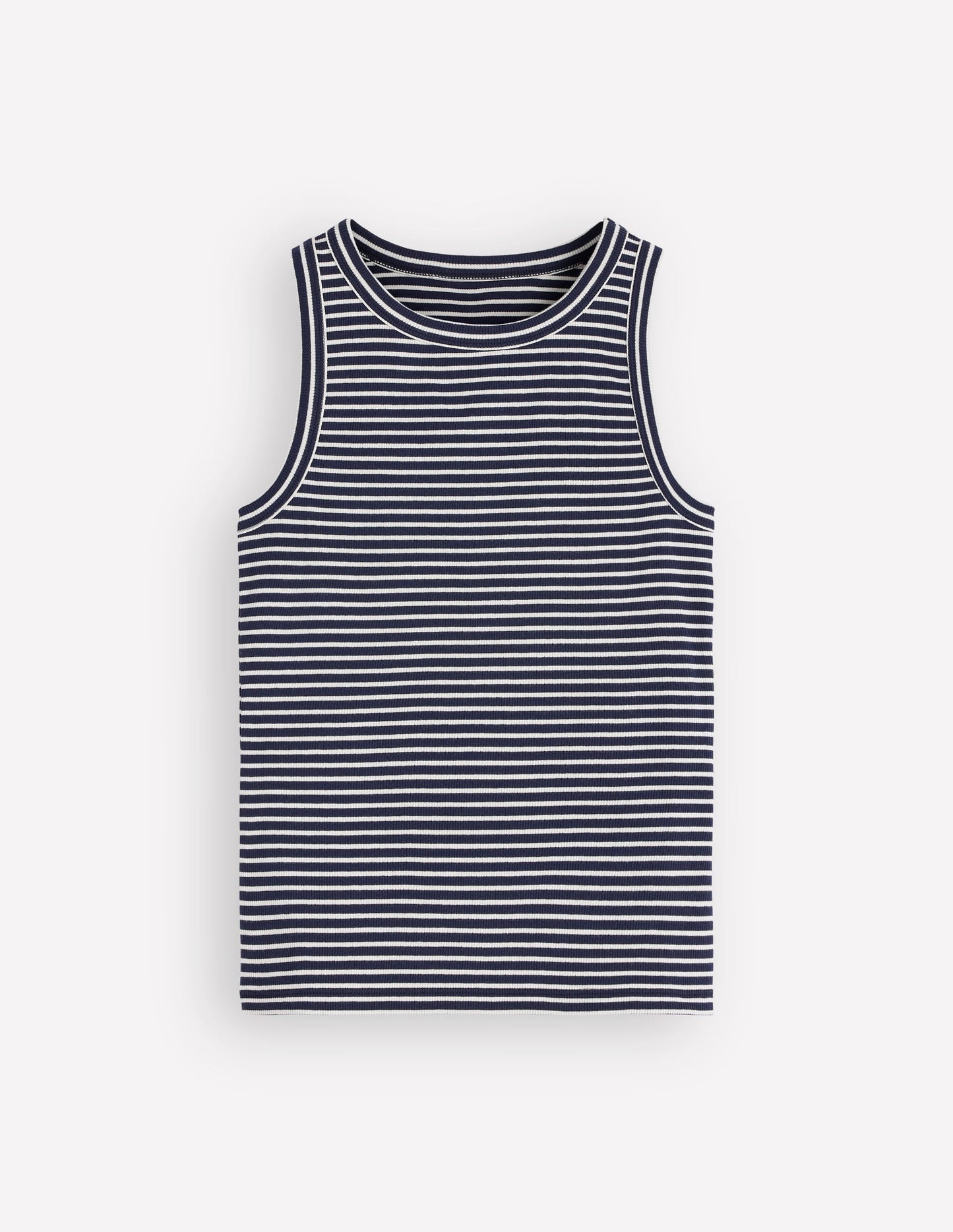 Ribbed Racer Vest-Navy & Ivory Stripe