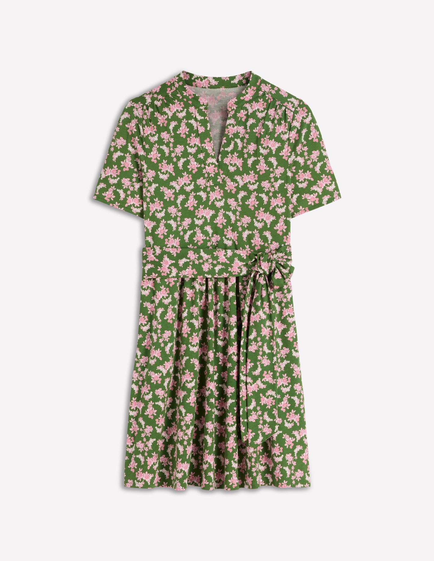 Daisy Flippy Jersey Dress-Promenade Green, Dainty Blooms