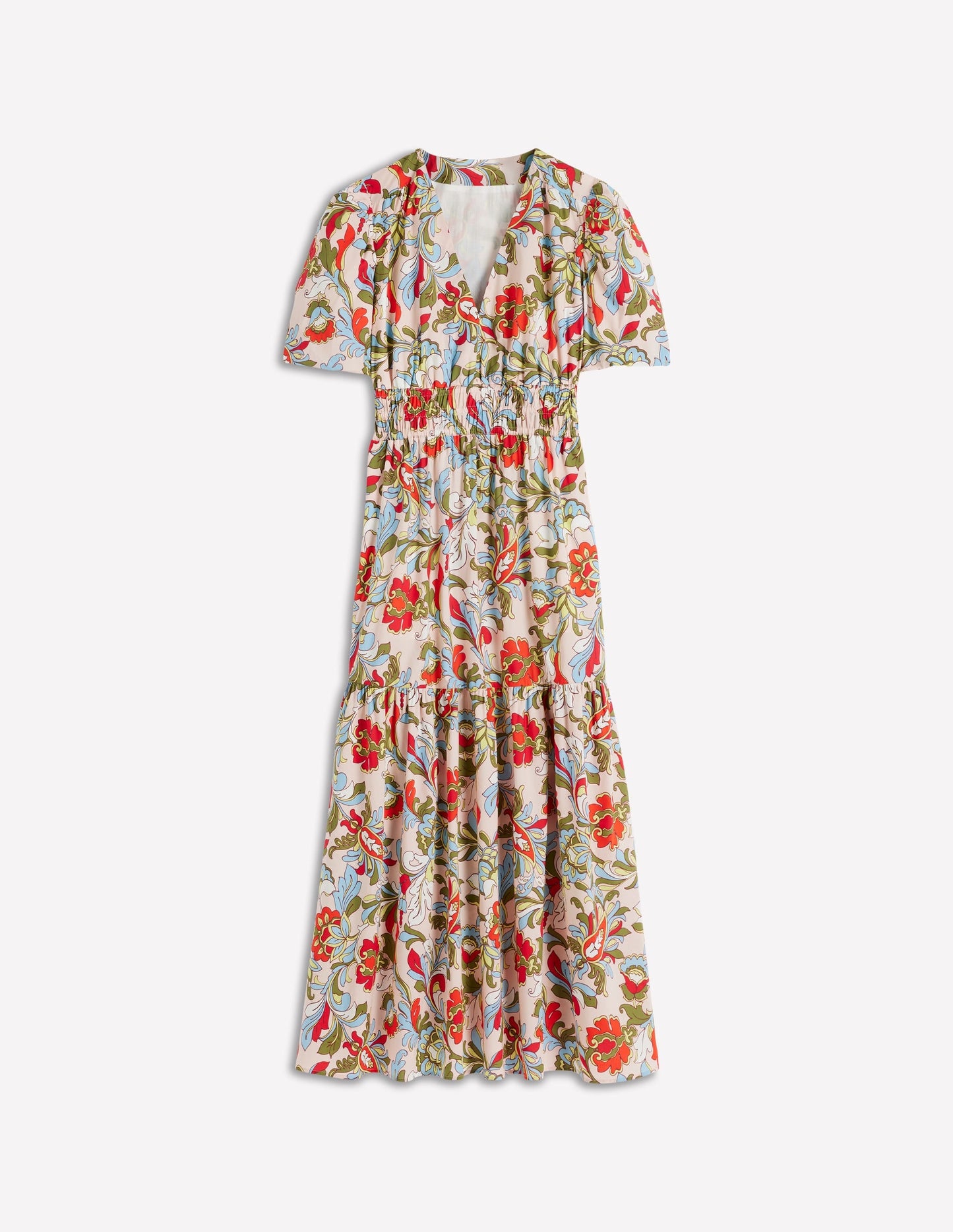 Irene Puff Sleeve Cotton Dress-Multi, Botanical Flourish