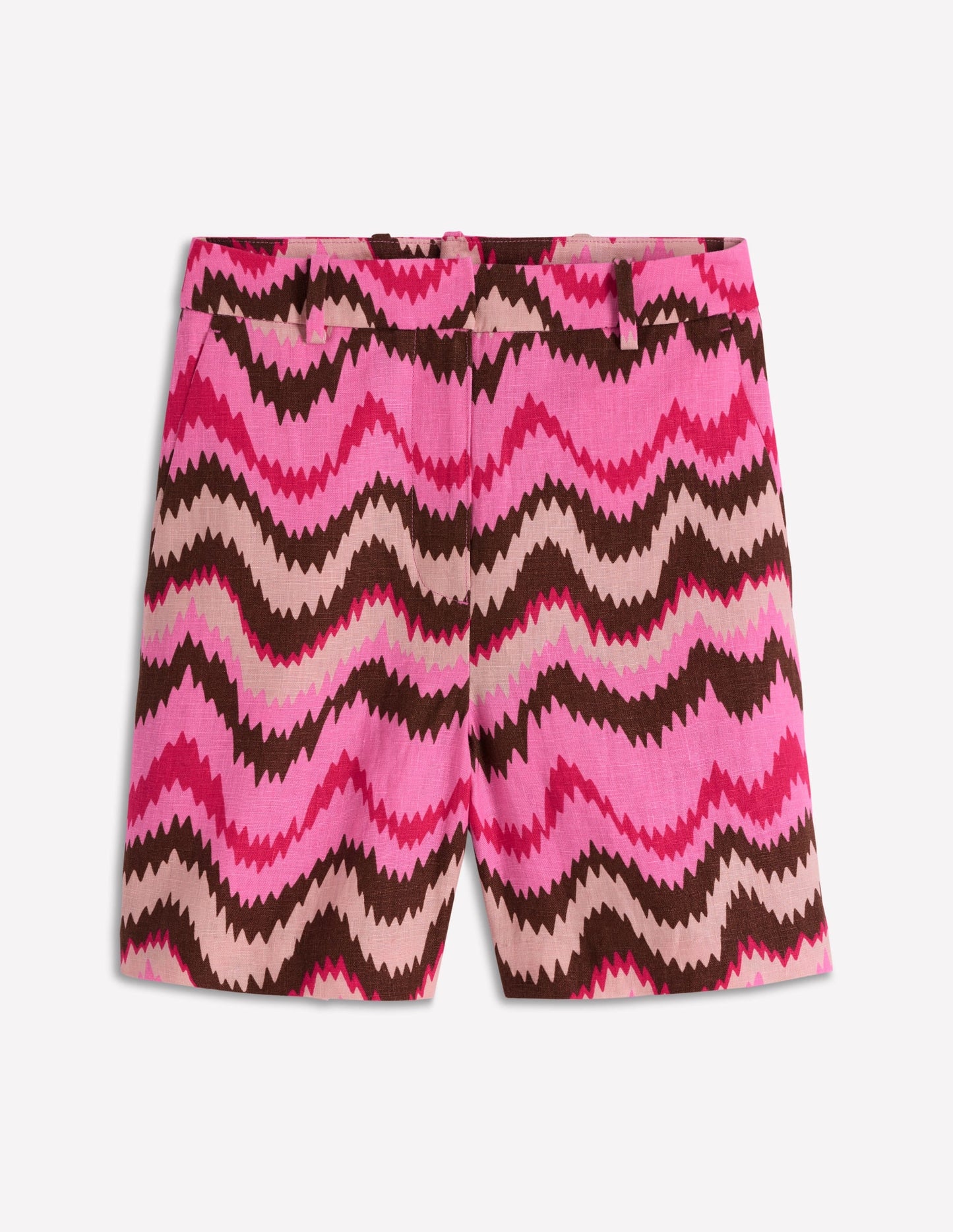 Belgravia Linen Shorts-Pink, Zig Zag Wave