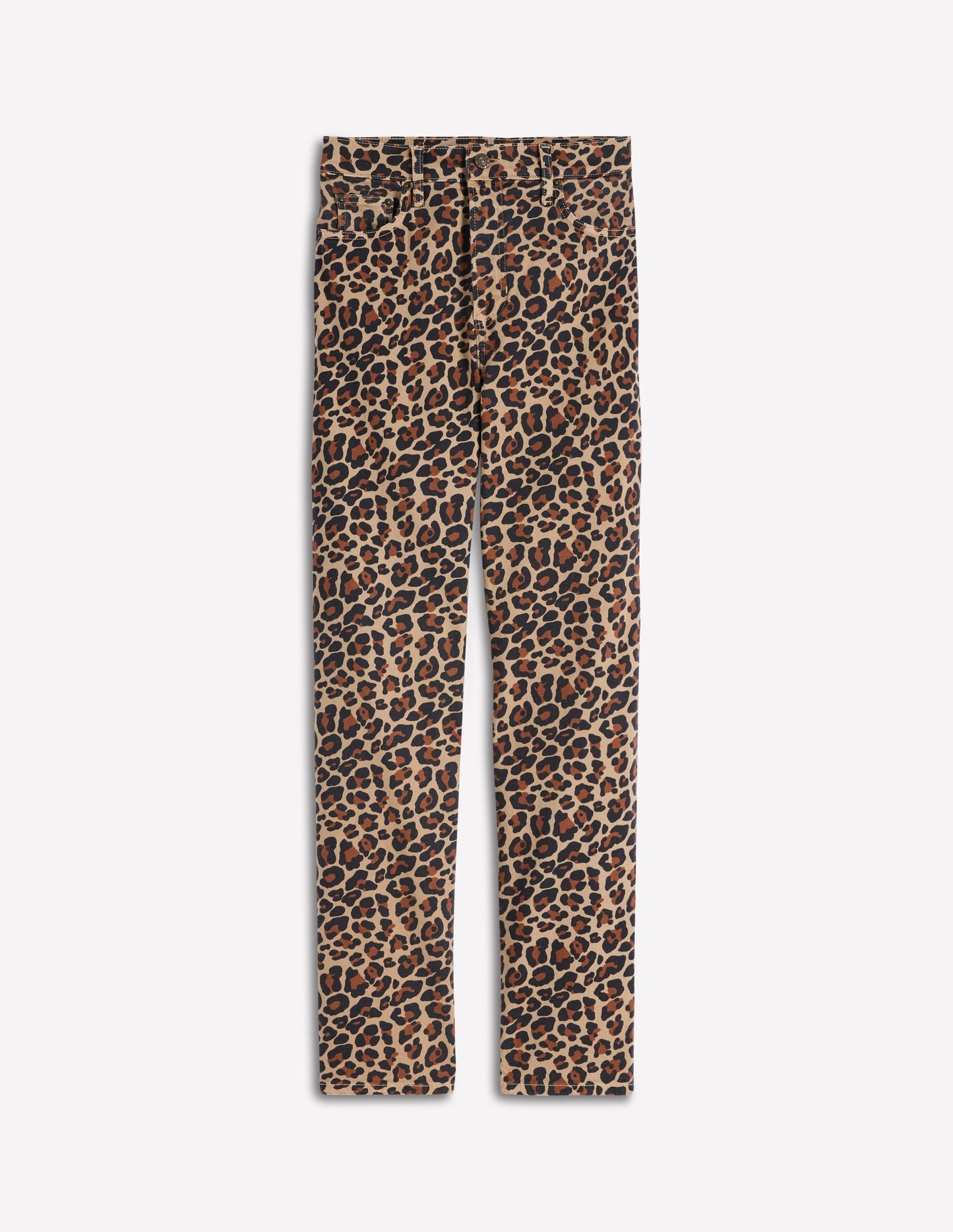 High Rise Straight Jeans-Animal Print