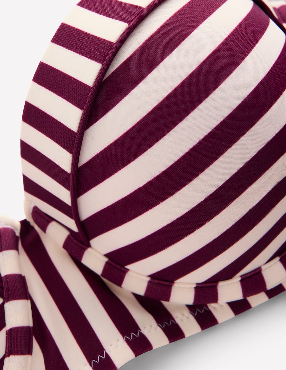 Rhodes Cup Sized Bikini Top-Chocberry, Ivory Stripe