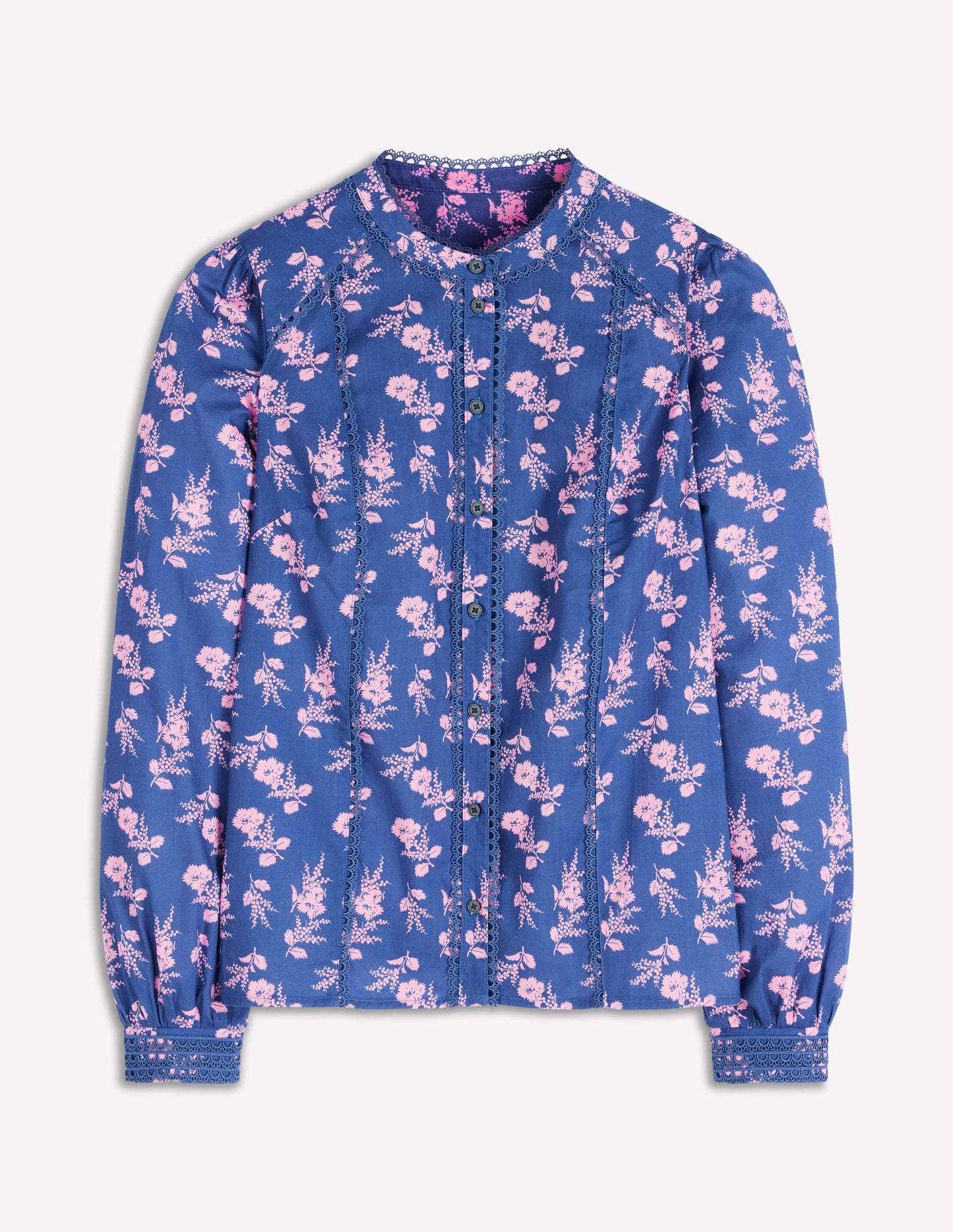 Rhea Trim Insert Cotton Top-Blue, Blossomy Sprig