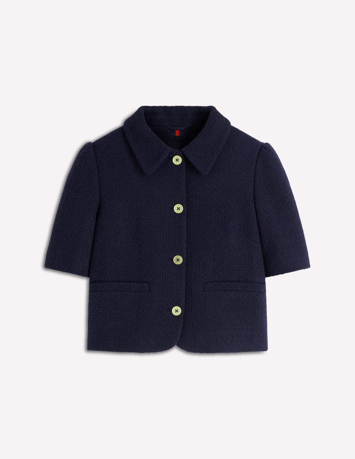 Short Sleeve Textured Jacket-Navy