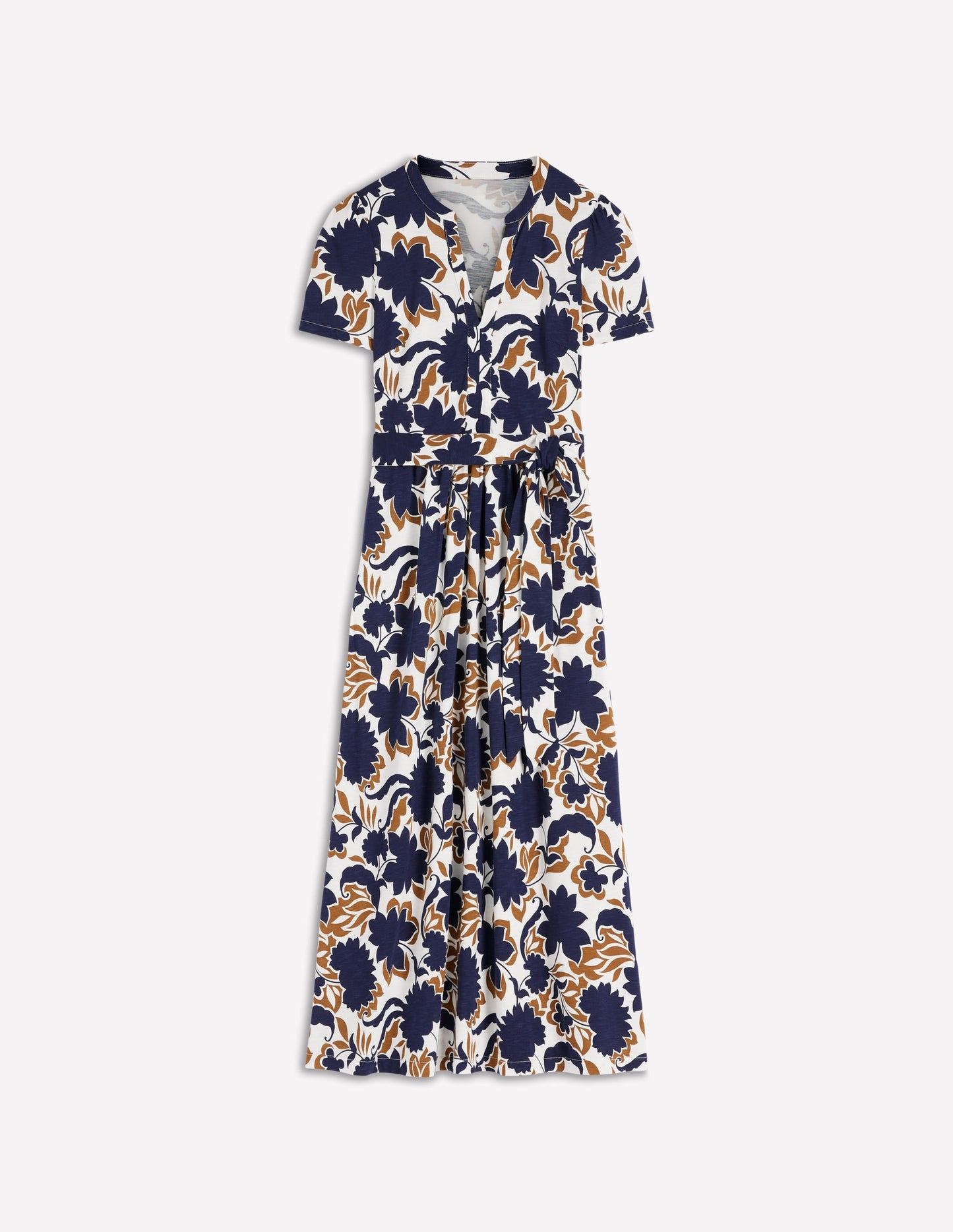 Naomi Jersey Midi Dress-French Navy, Shadow Blossom
