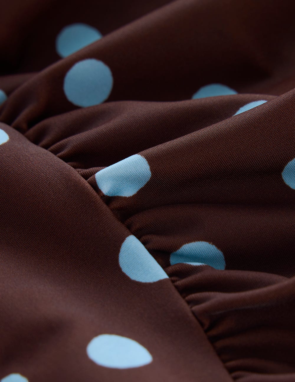 Kythira Ruched Tankini Top-Chocolate and Blue, Dot