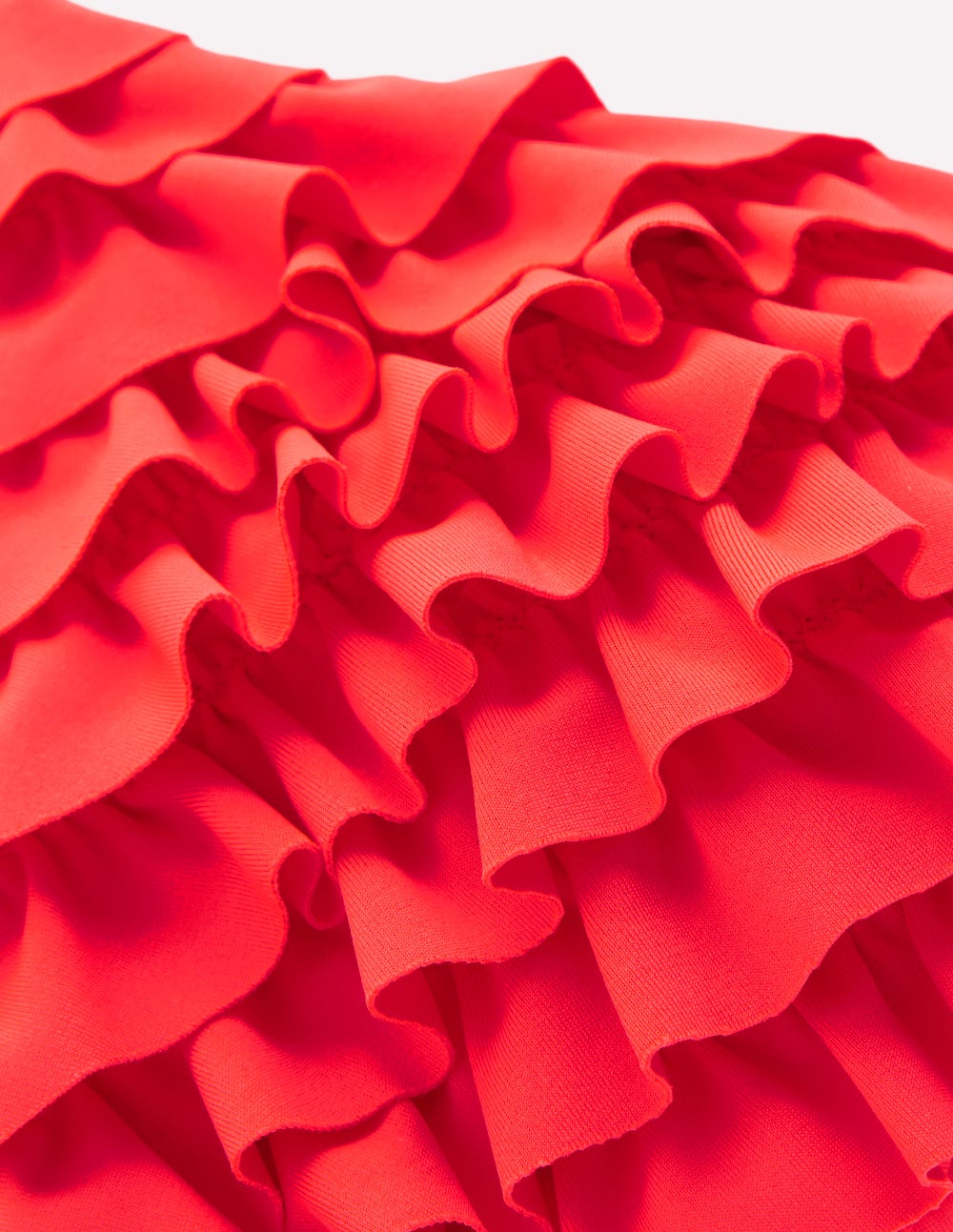 Ruffle Bikini Top-Fiery Coral