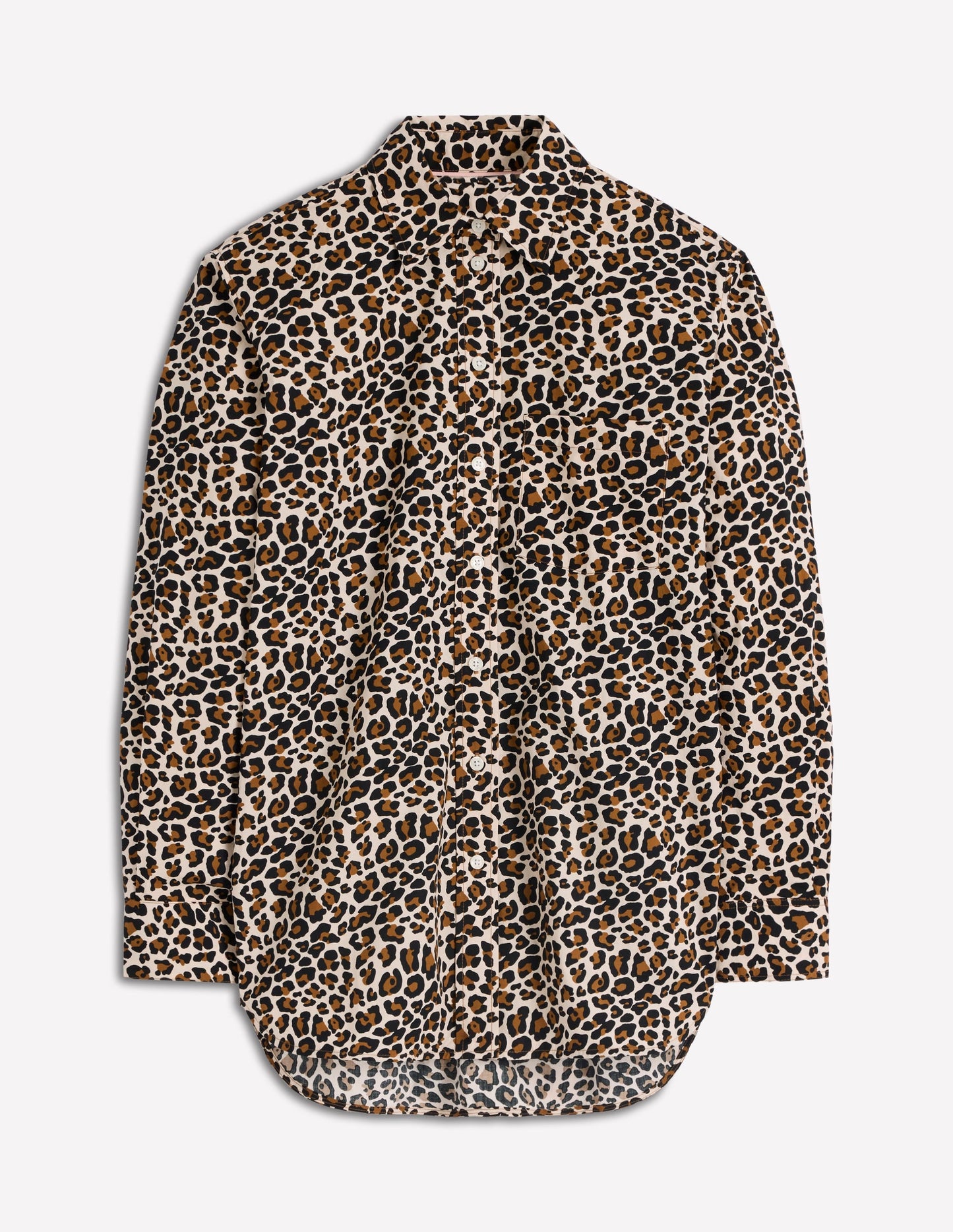Sadie Relaxed Cotton Shirt-Soft Cream, Leopard Flow