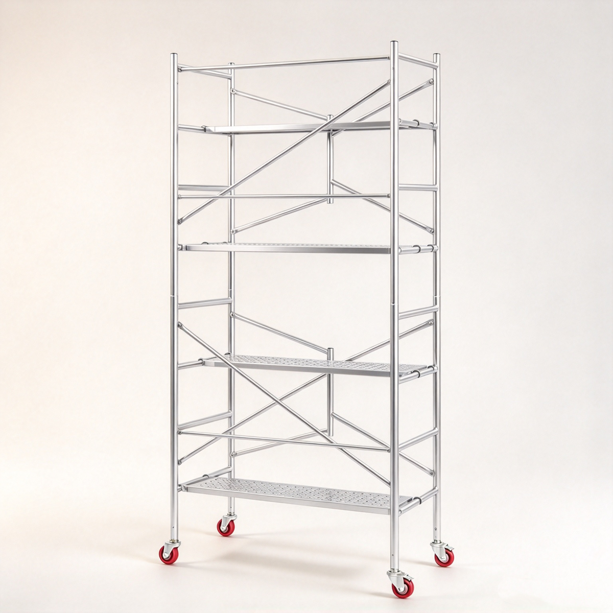 Portable Steel Scaffolding Built with Lockable 4-inch Casters and Reinforced Working Platform.800 lbs Weight Capacity.