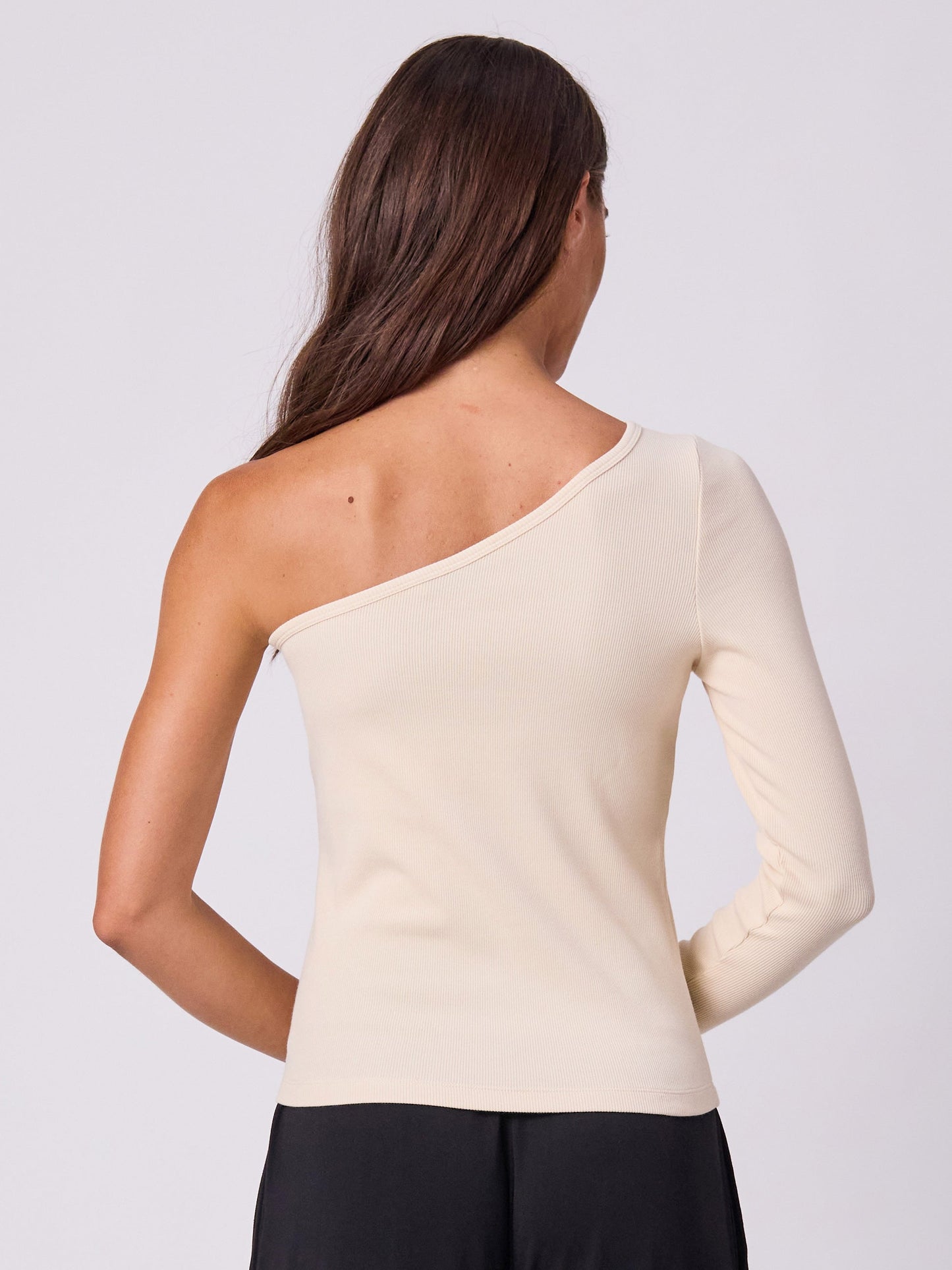 Asymmetric Organic Cotton Long Sleeve - Chalk