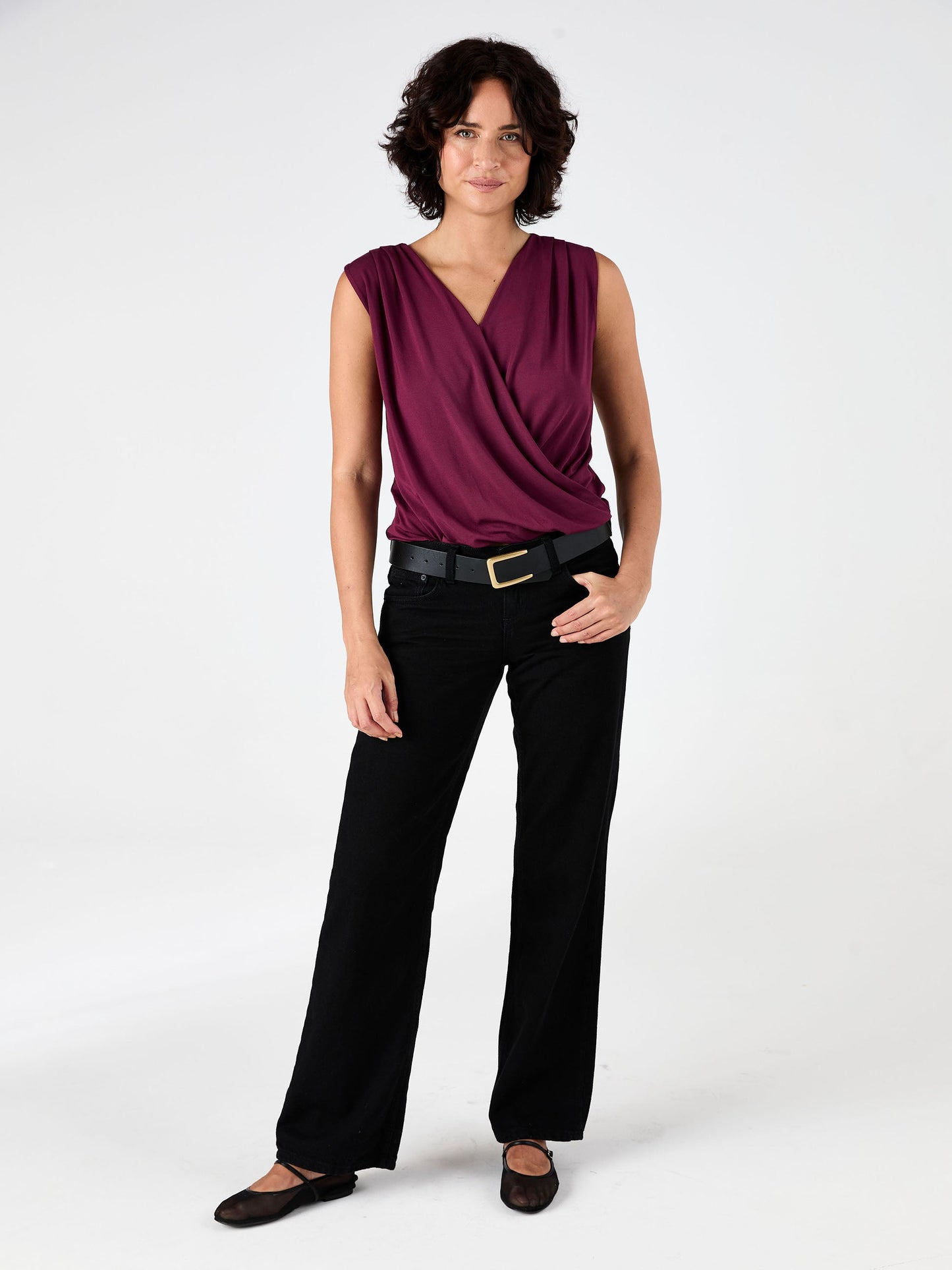 Athena Drape Top - Ruby
