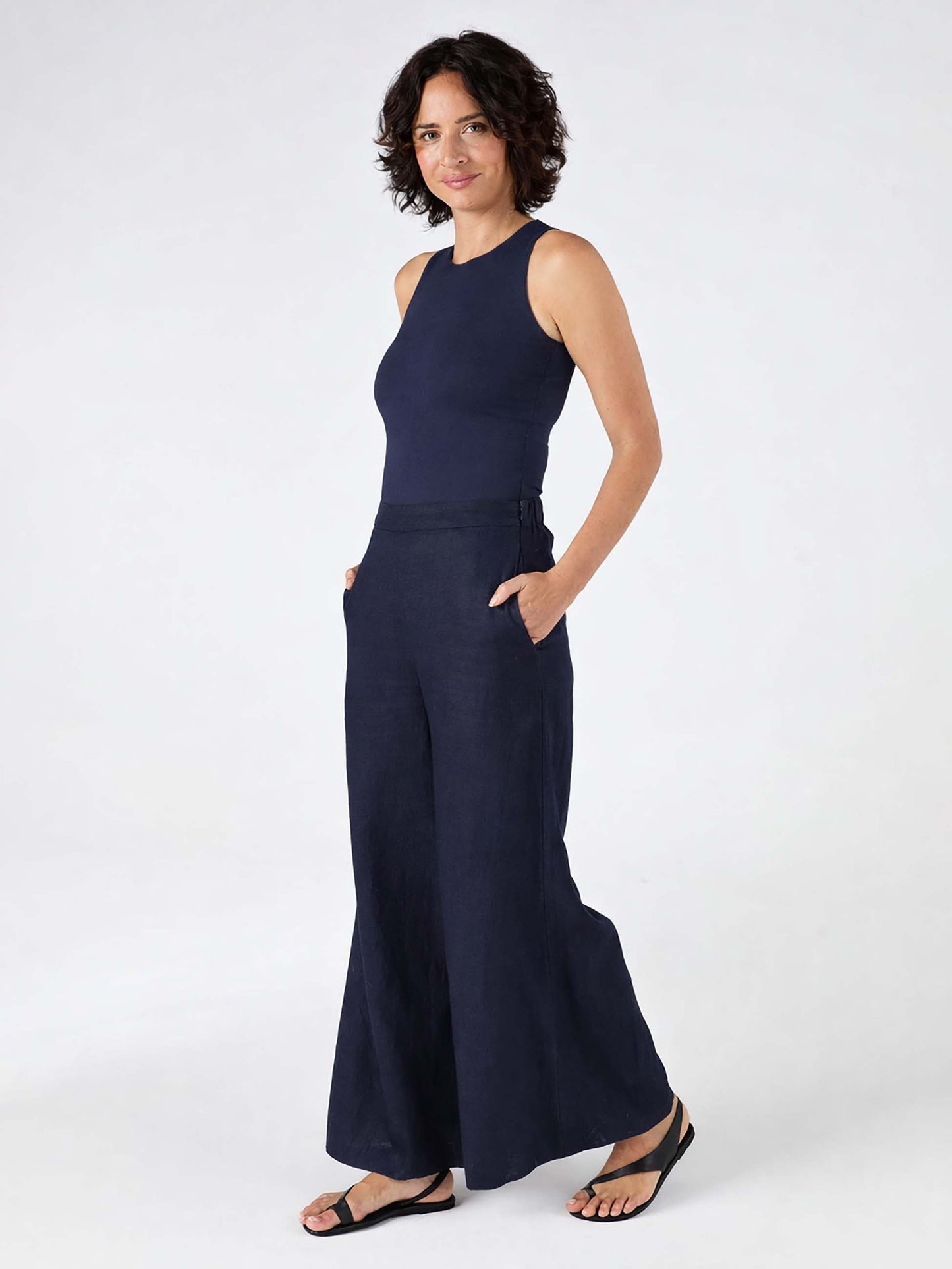 Laurel Linen Pant - Navy