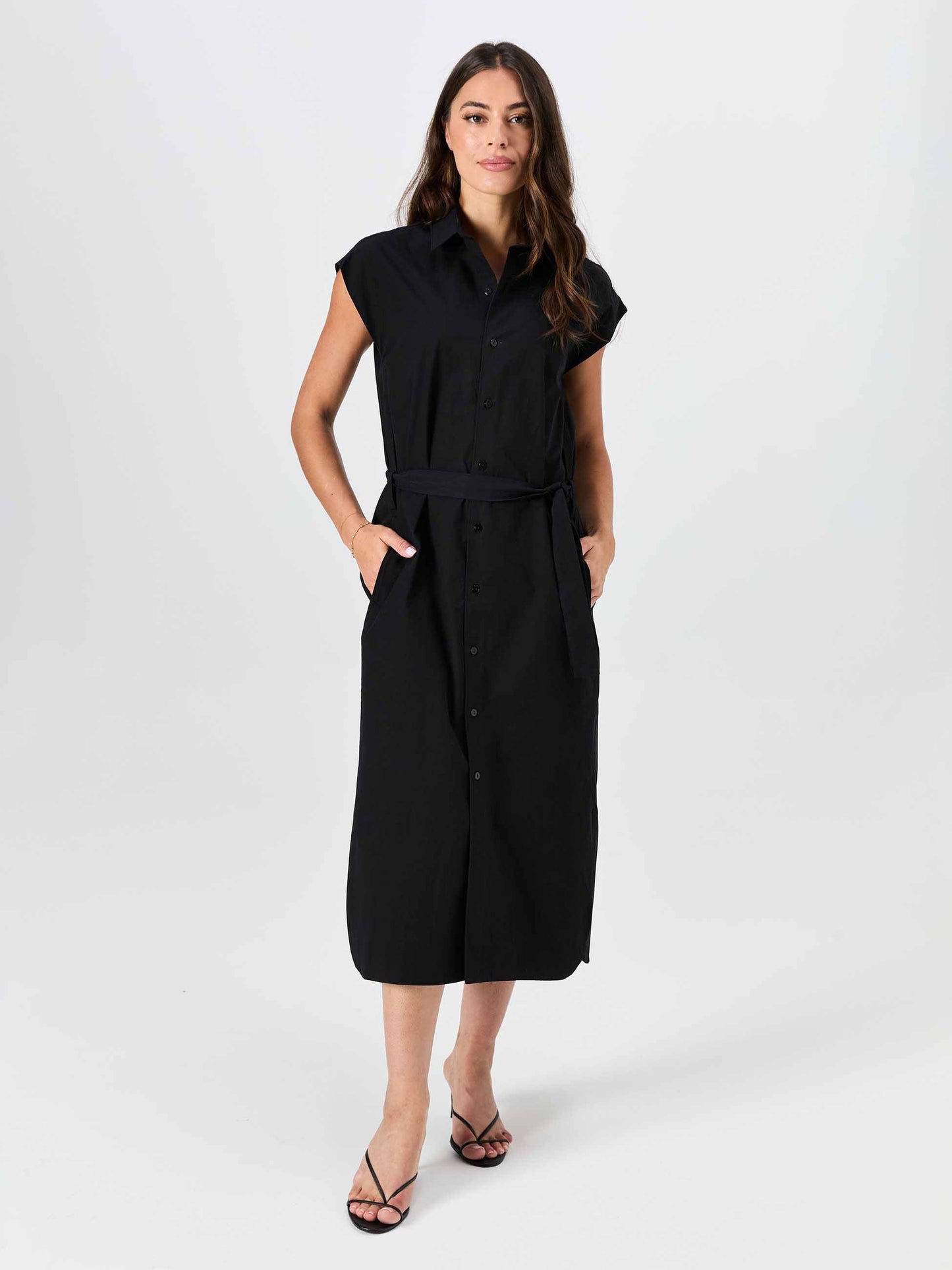 Poplin Shirt Dress - Black