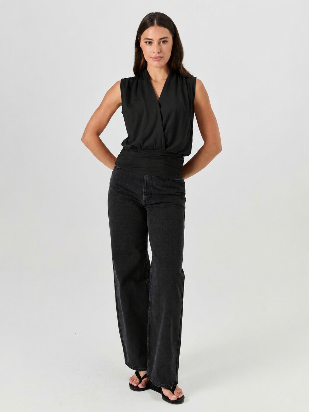Shawl Collar Top Black