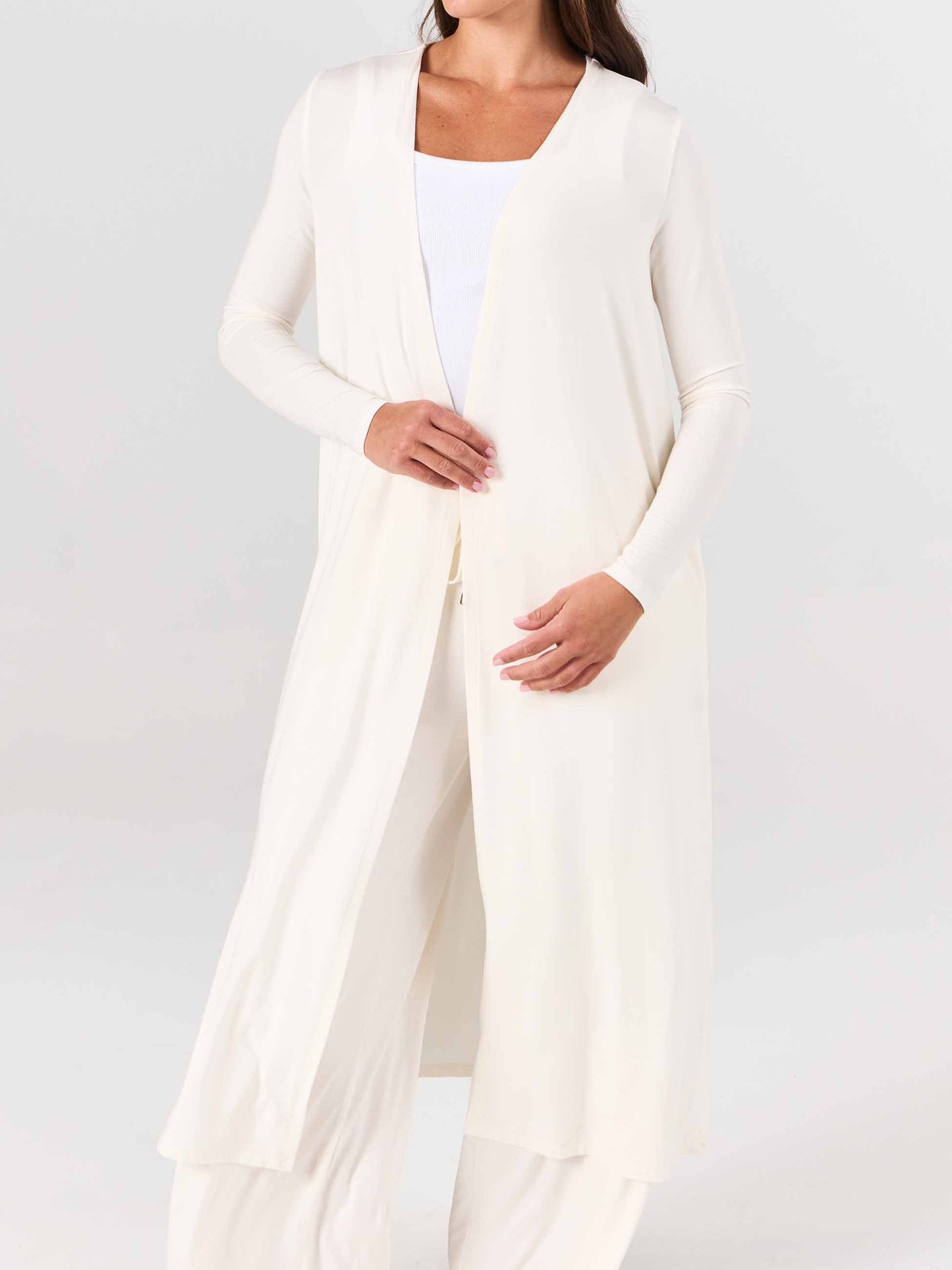 Modal Longline Cardigan - Soft White