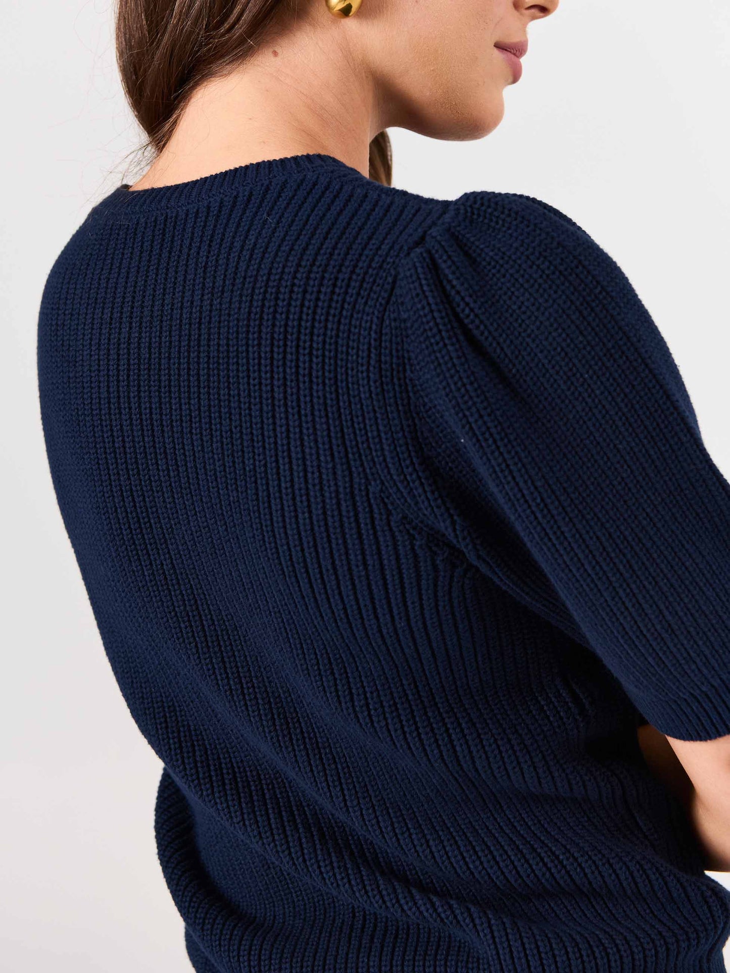 Claire Cotton Knit Top - Navy
