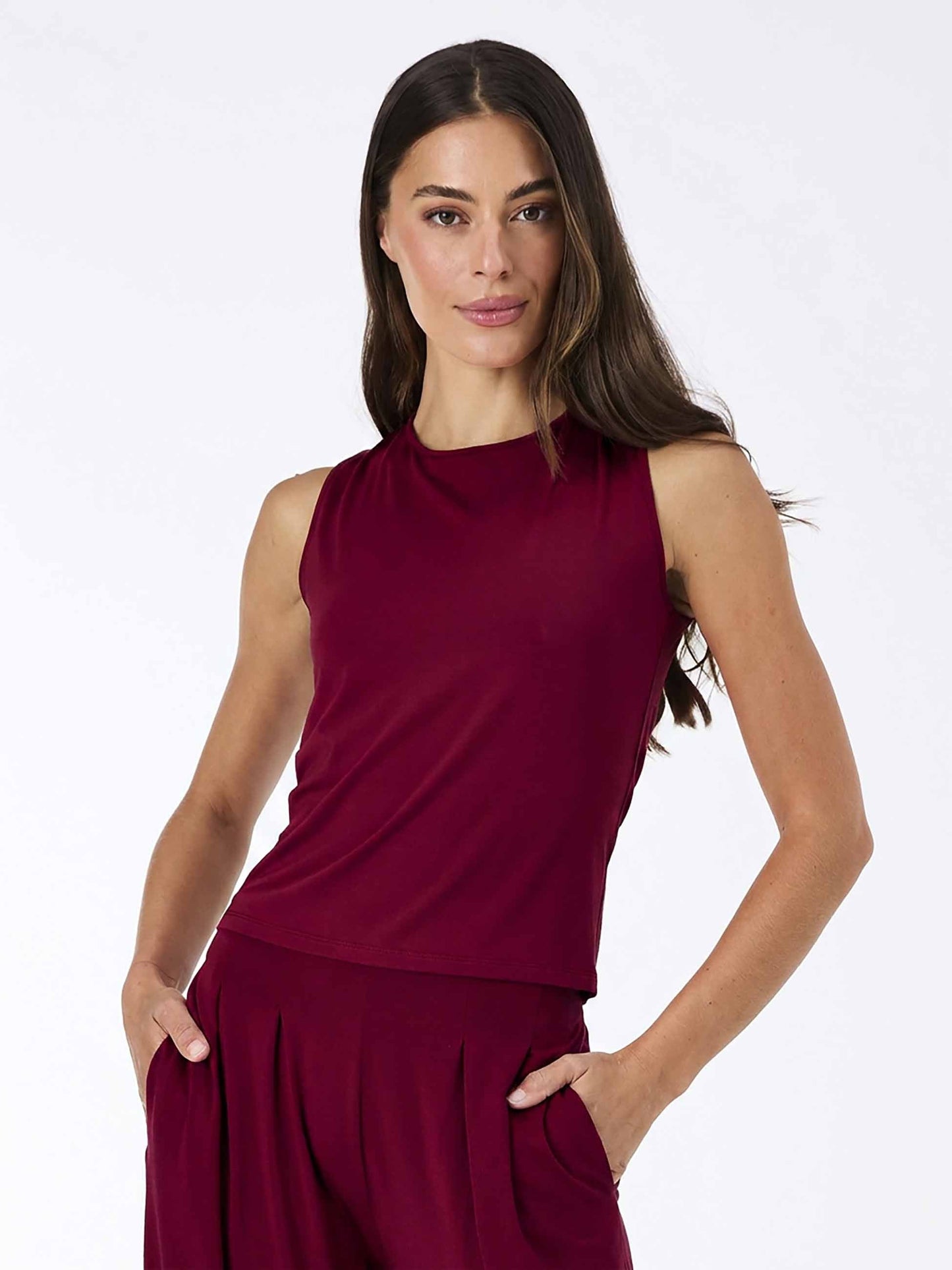 Cowl Back Top - Sangria