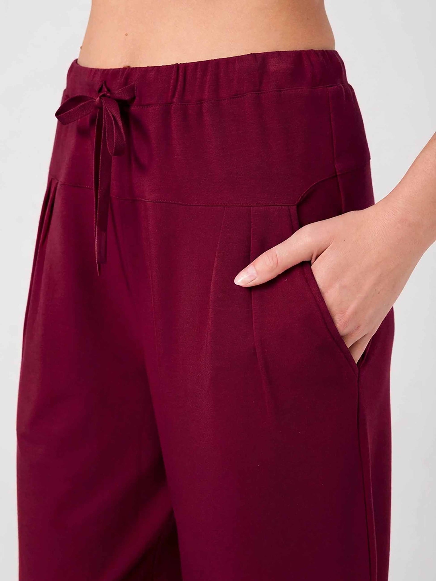 Kyoto Ankle Length French Terry Jogger - Sangria