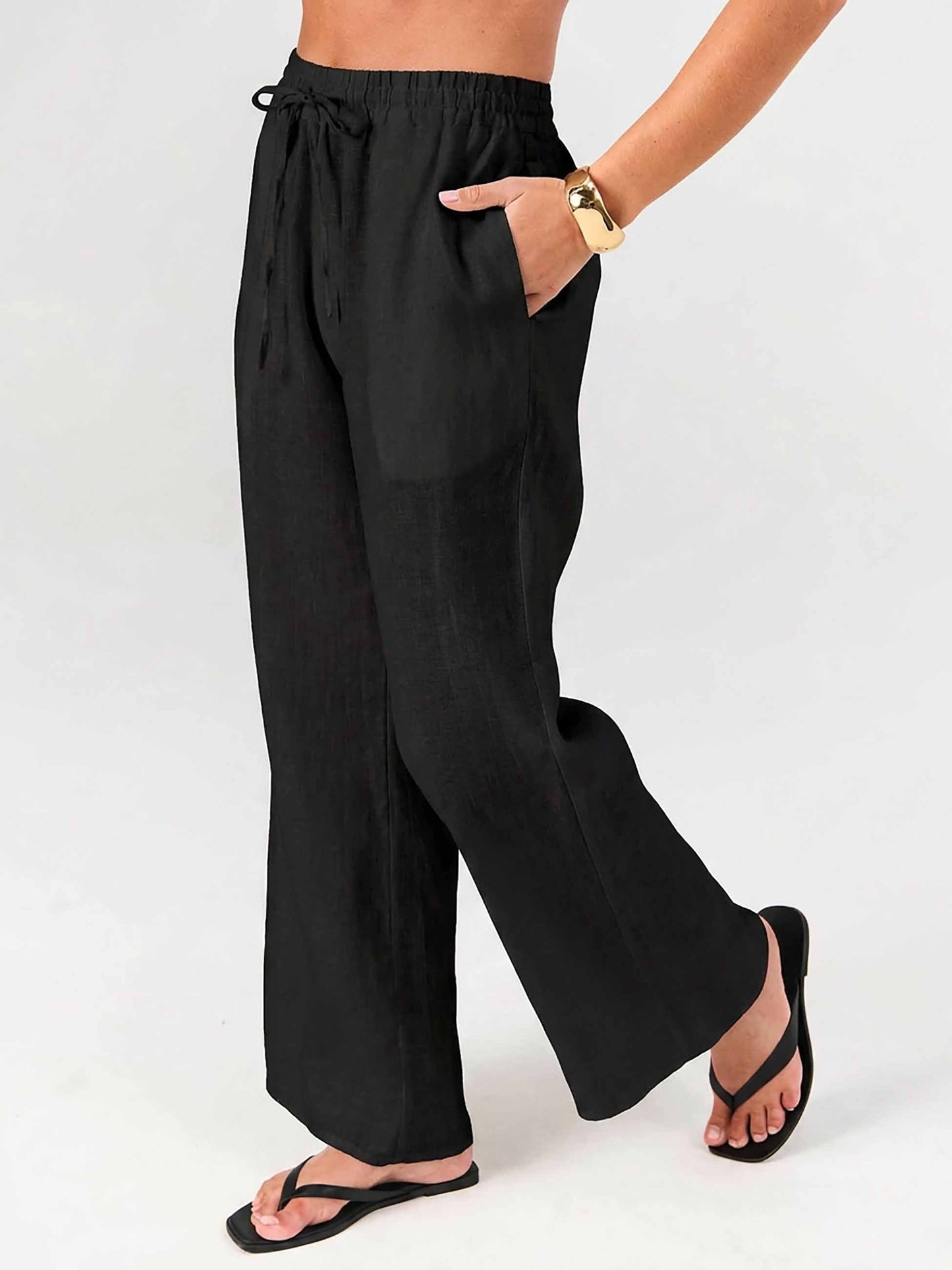 Sasha Linen Pants - Black