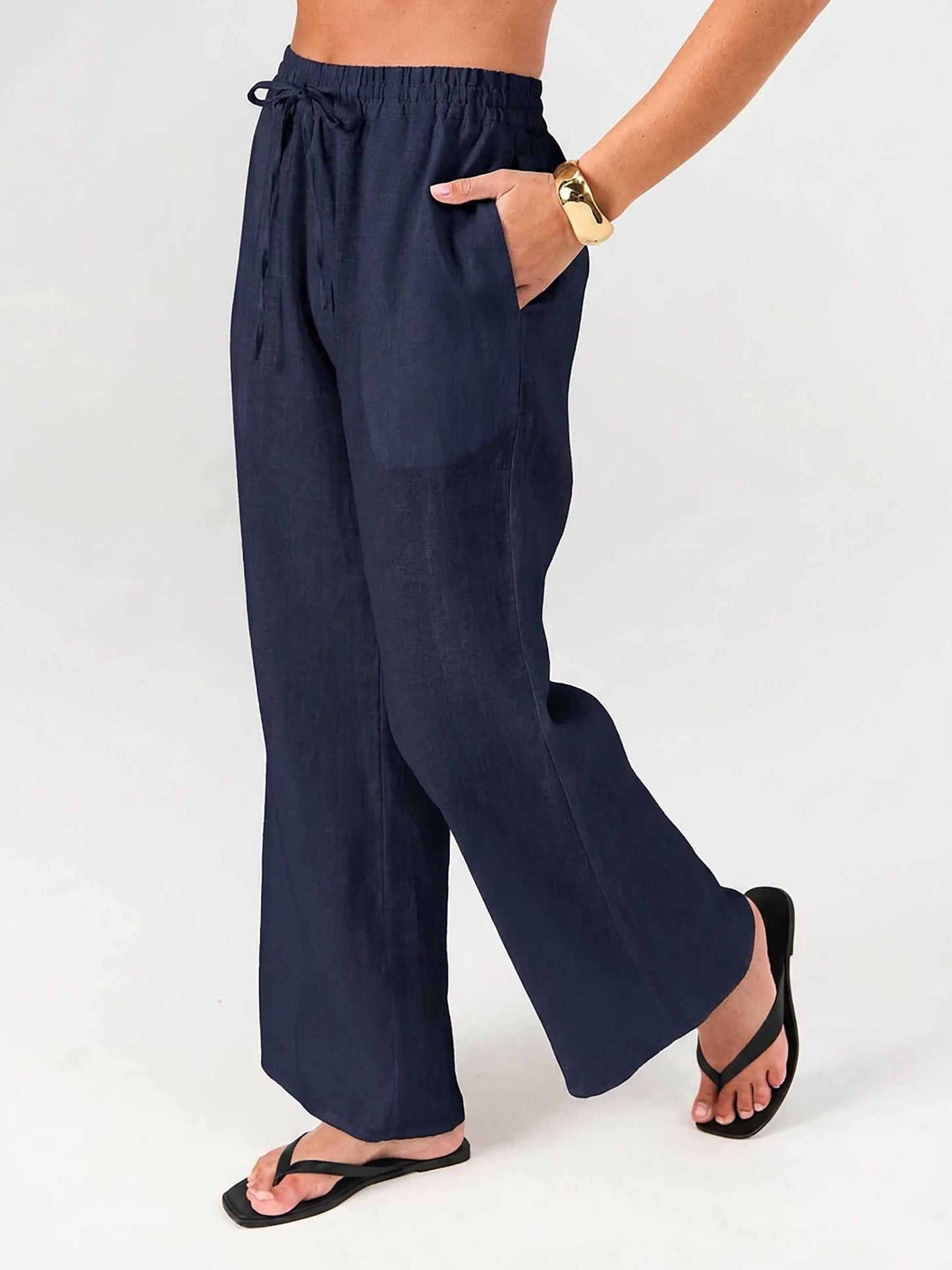 Sasha Linen Pants - Navy