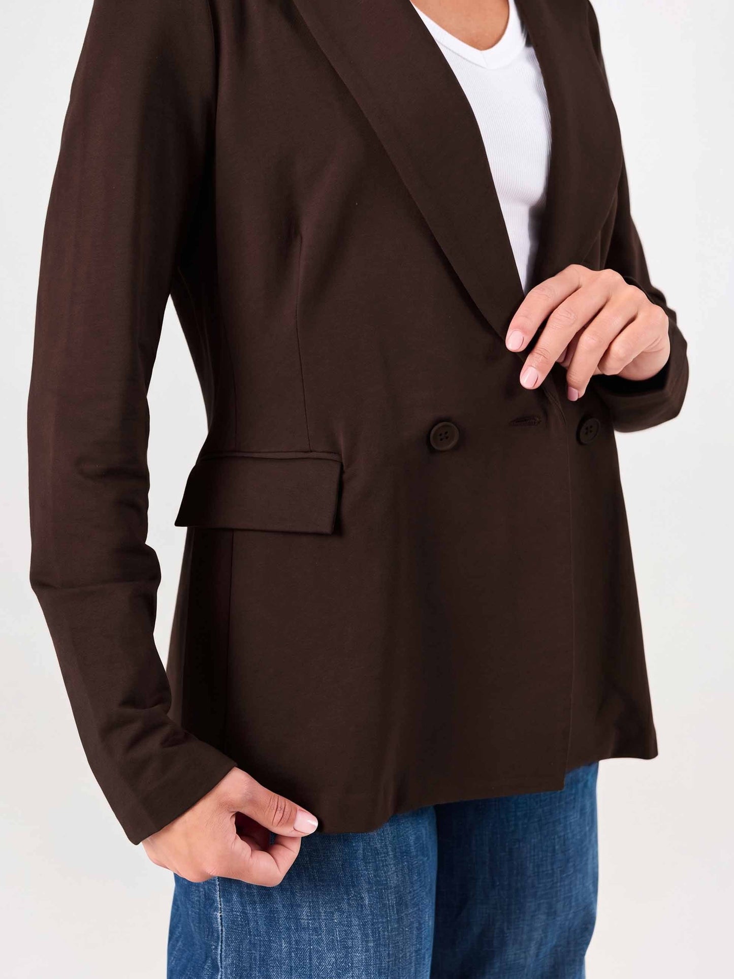 The Double - Breasted Blazer - Coffee Bean