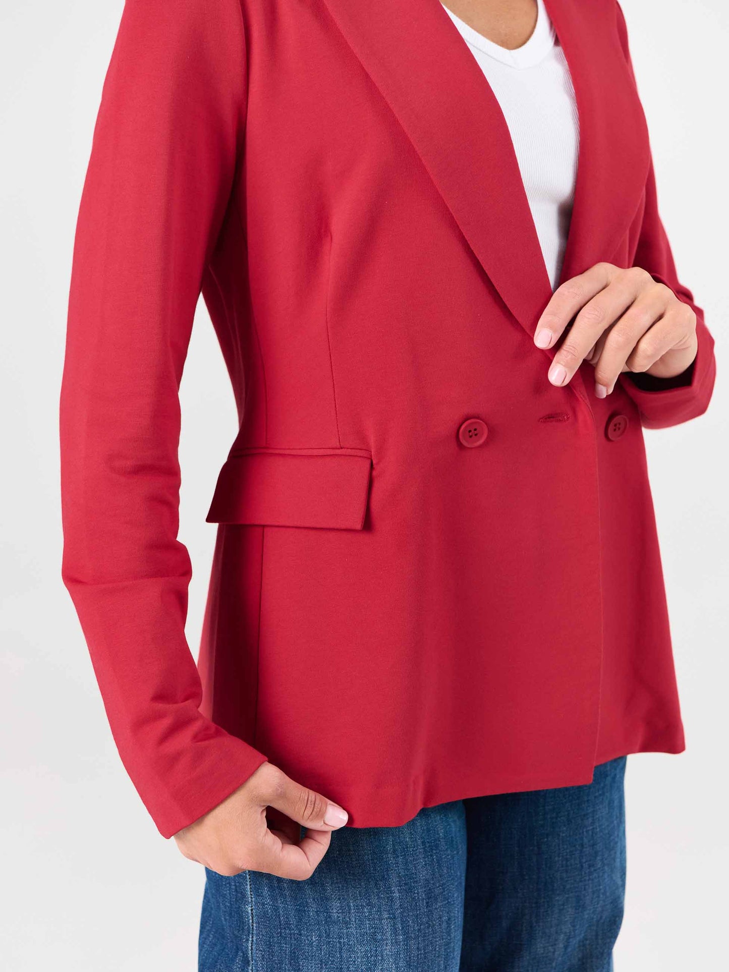 The Double - Breasted Blazer - Cherry