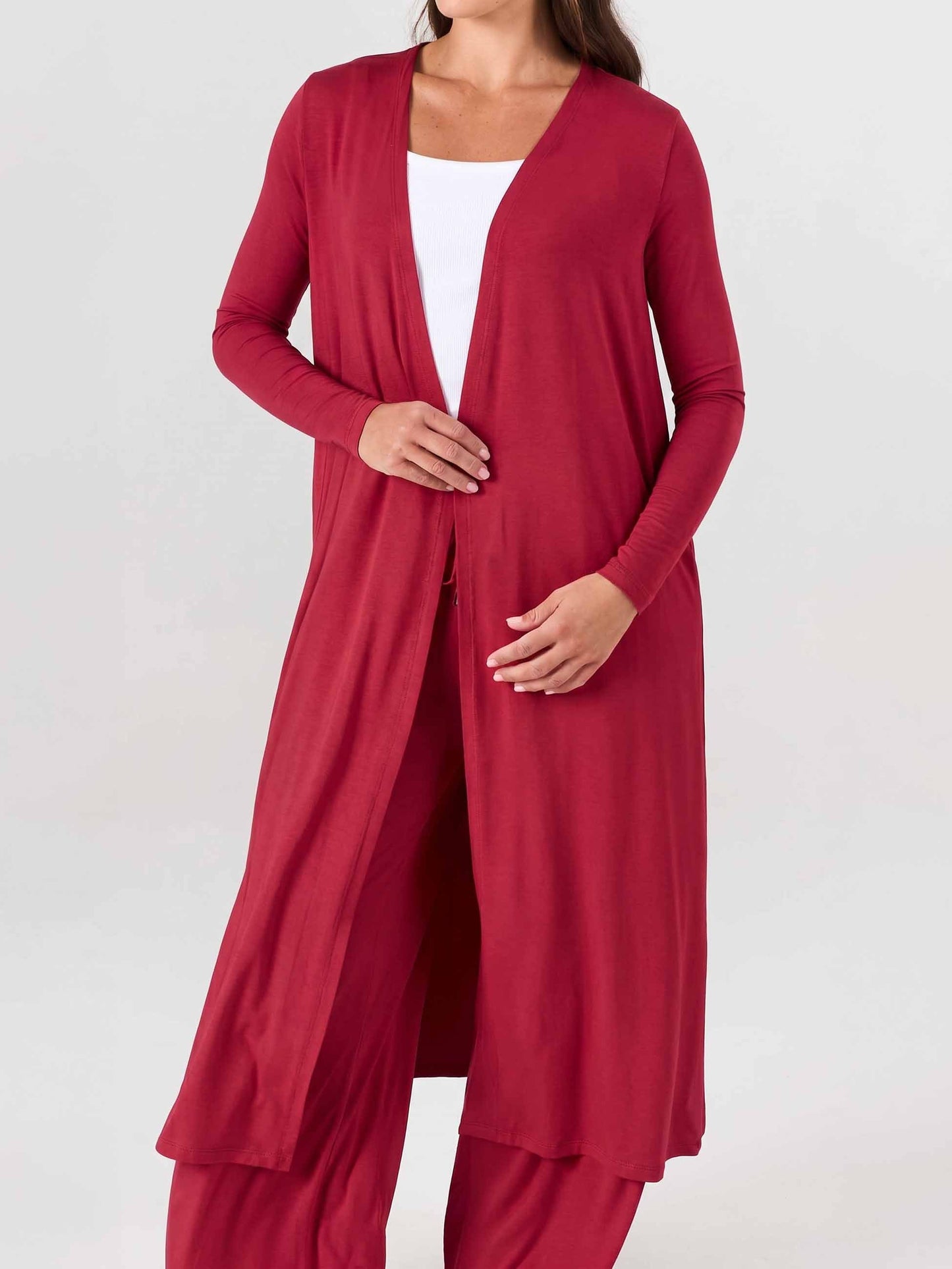 Modal Longline Cardigan - Cherry