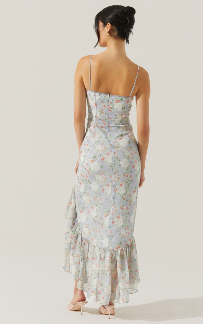 ASTR Brisbane Asymmetrical Floral Midi Dress