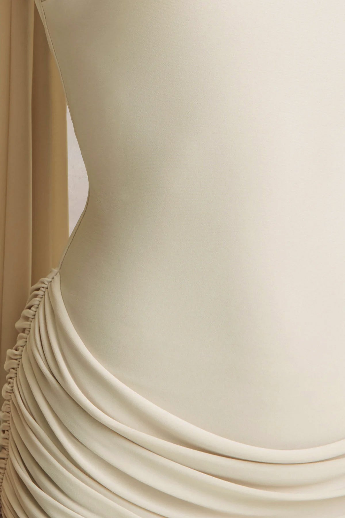 Graciella | Cream Bandeau Maxi Dress With Draped Detailing And Scarf