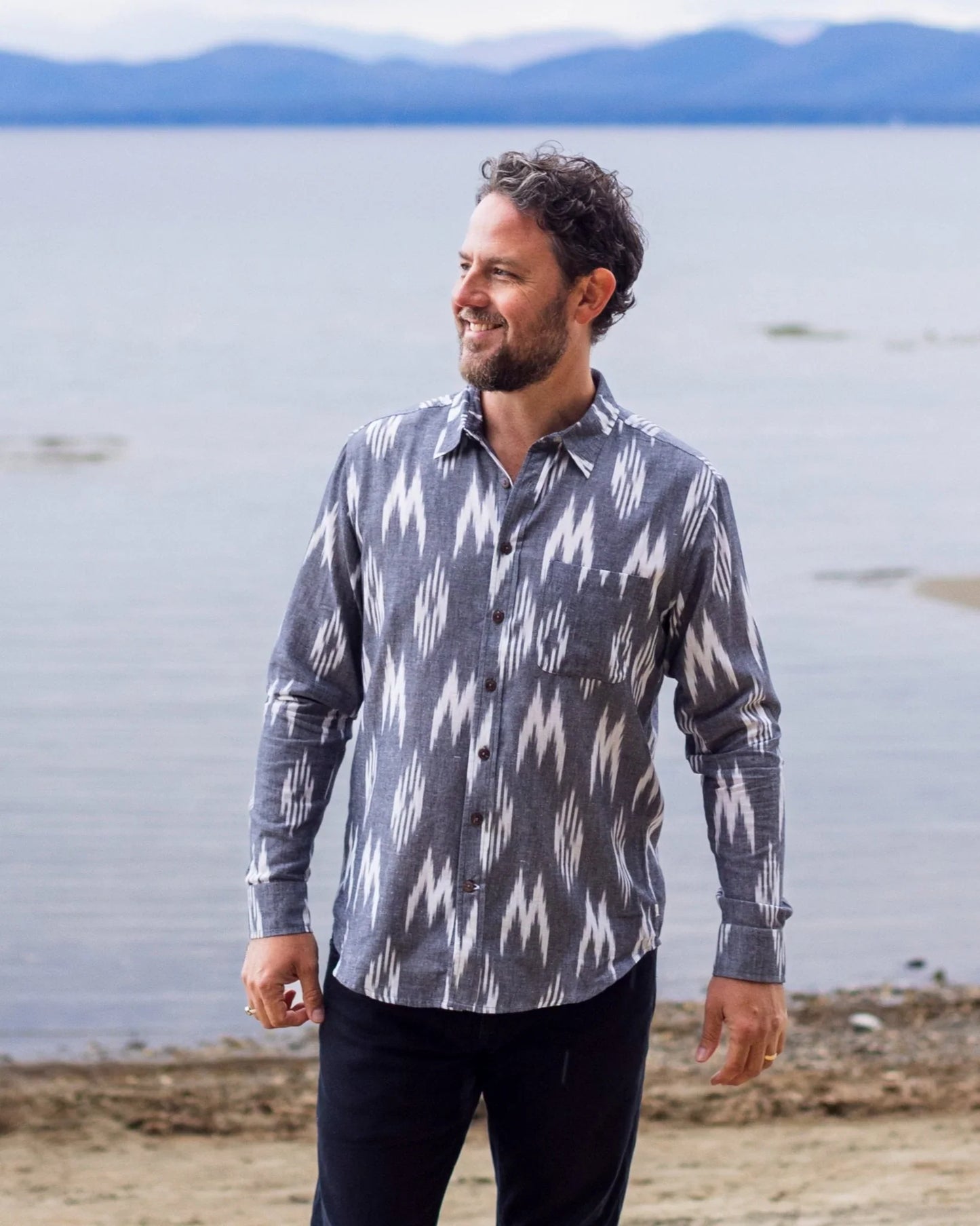 One World Brothers Glacier Mountain Ikat Shirt