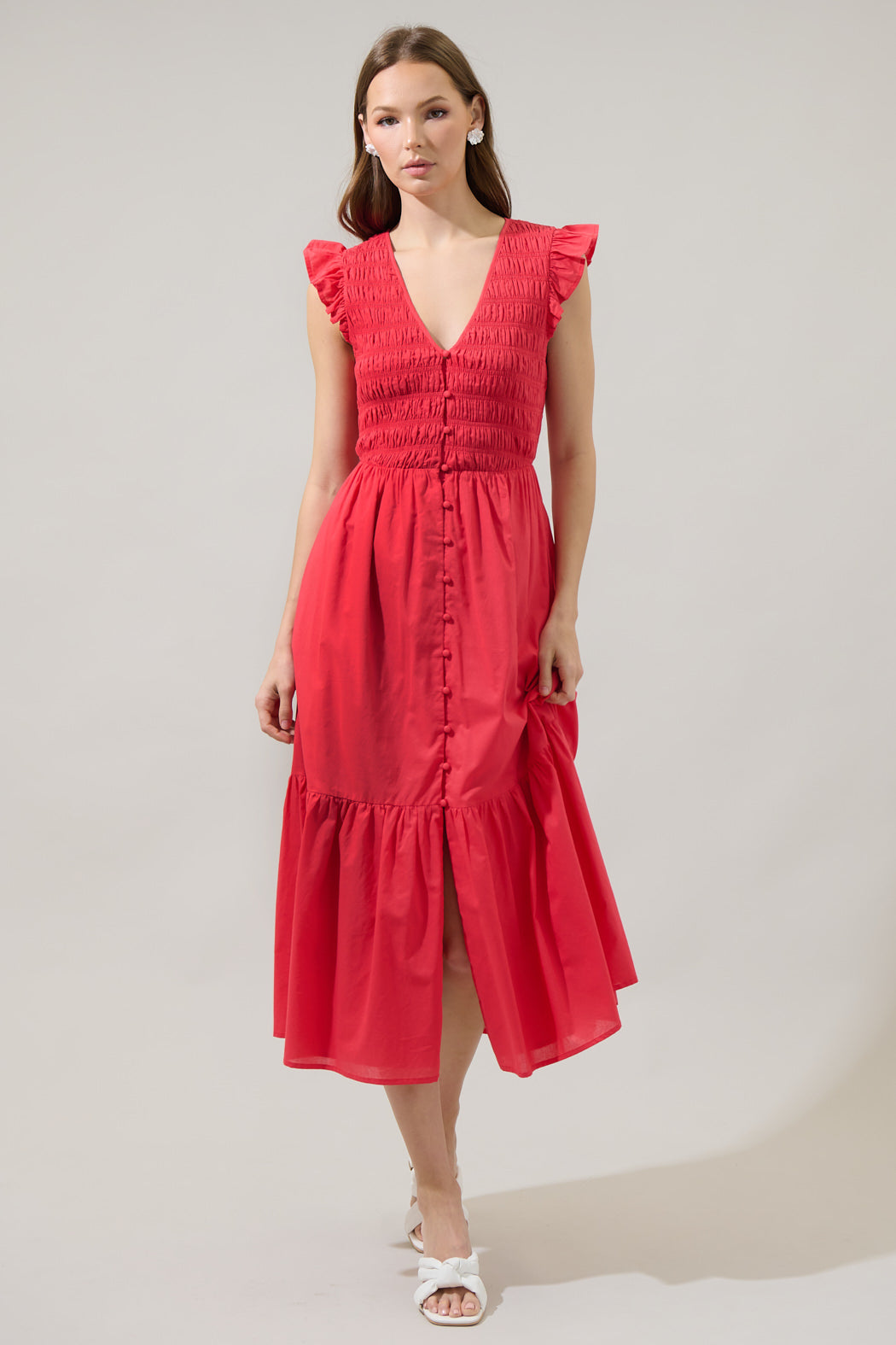 Angie Smocked Tiered Midi Dress