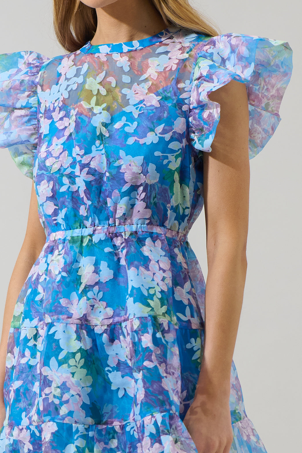 Eleni Organza Gunda Tiered Mini Dress