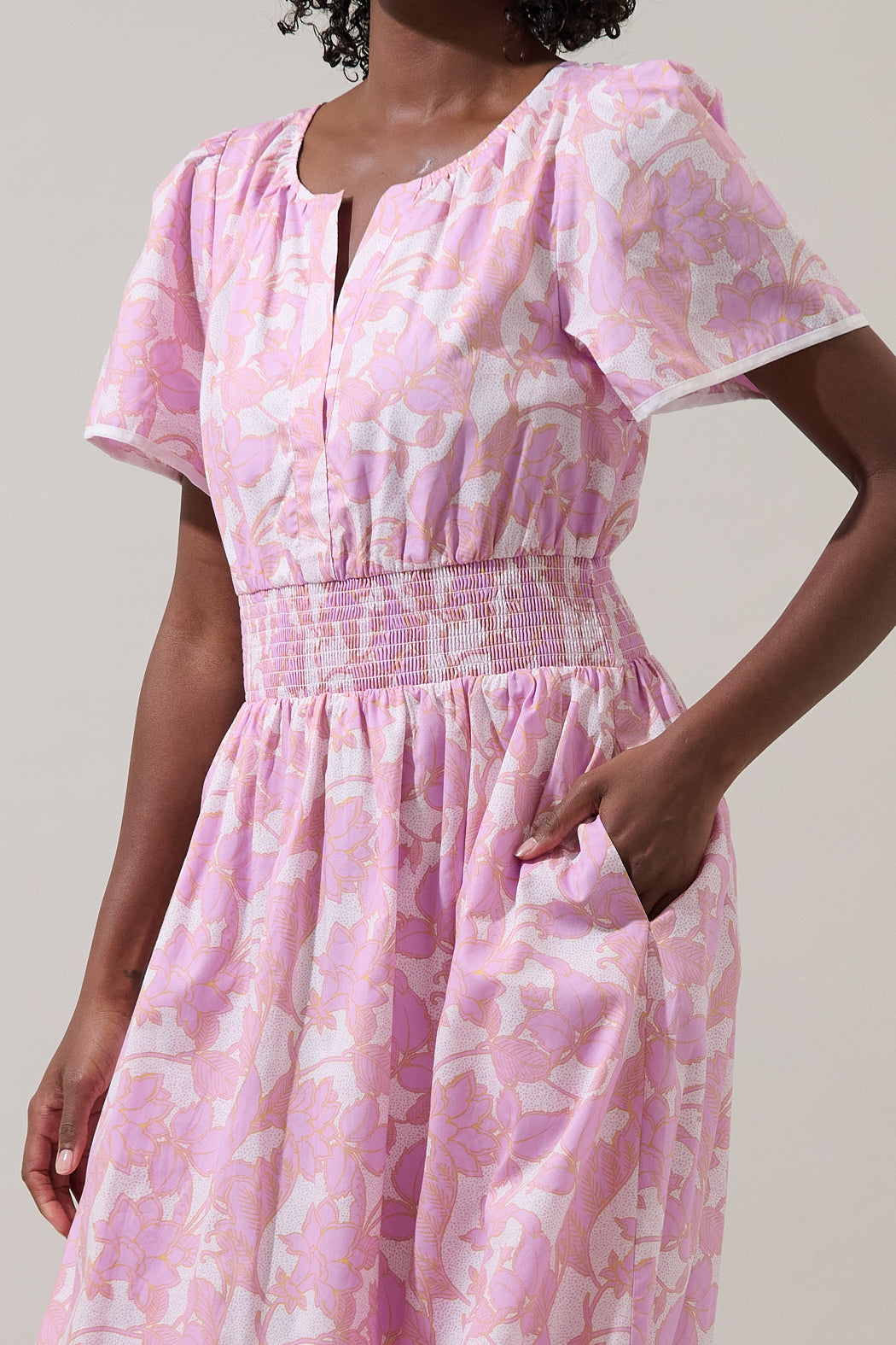 Daney Floral Ordy Smocked Midi Dress
