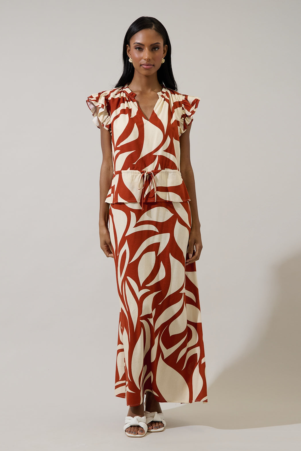 Astra Ruffle Maxi Dress Abstract