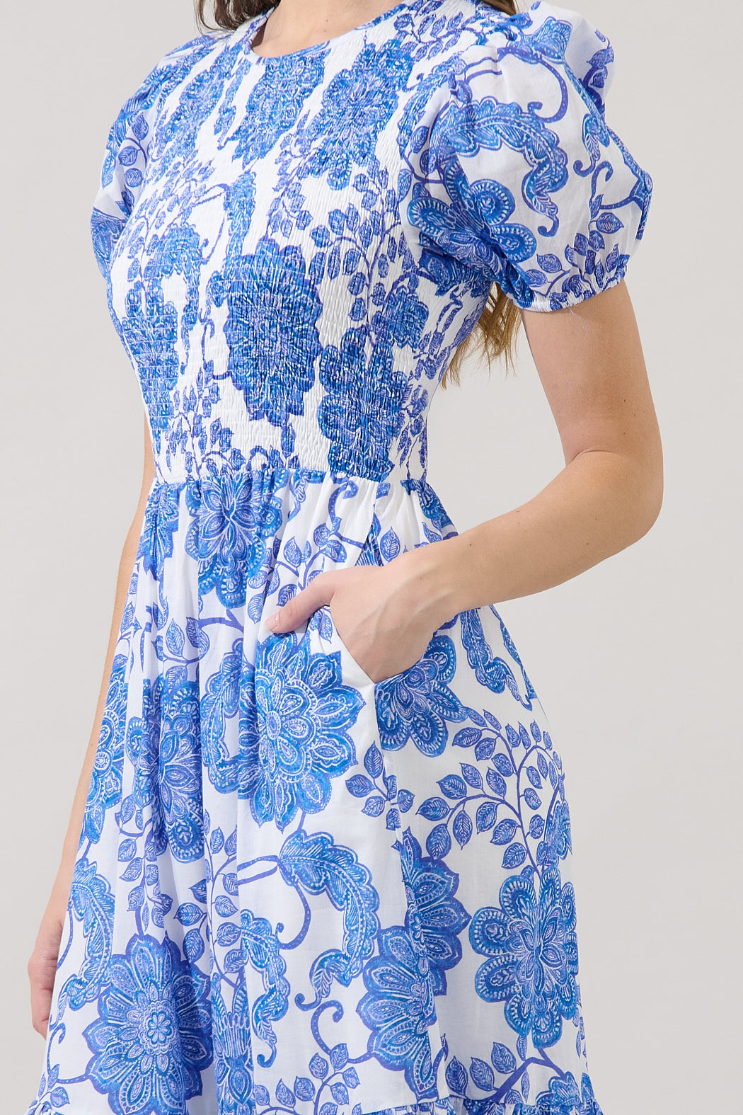 Aruba Smocked Midi Dress Floral