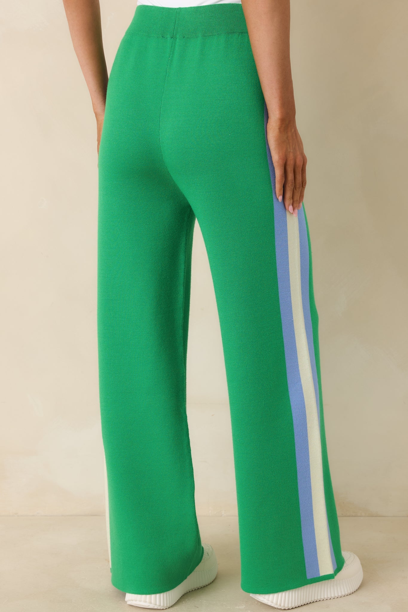 I'm Into It Green Multi Knit Stripe Wide Leg Pants