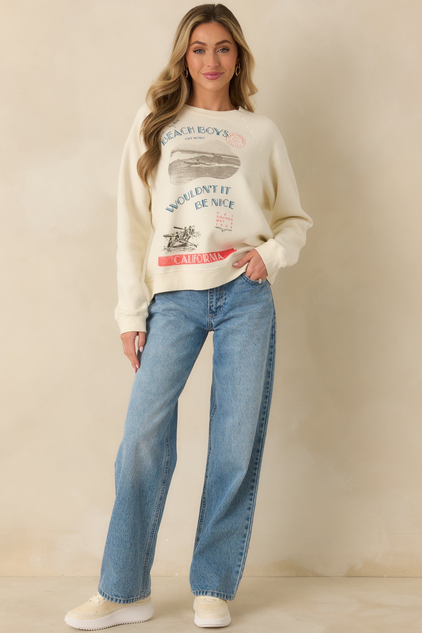 The Beach Boys Wouldn't It Be Nice Ivory Vintage Raglan Sweatshirt