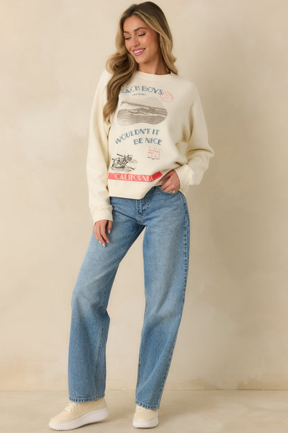 The Beach Boys Wouldn't It Be Nice Ivory Vintage Raglan Sweatshirt