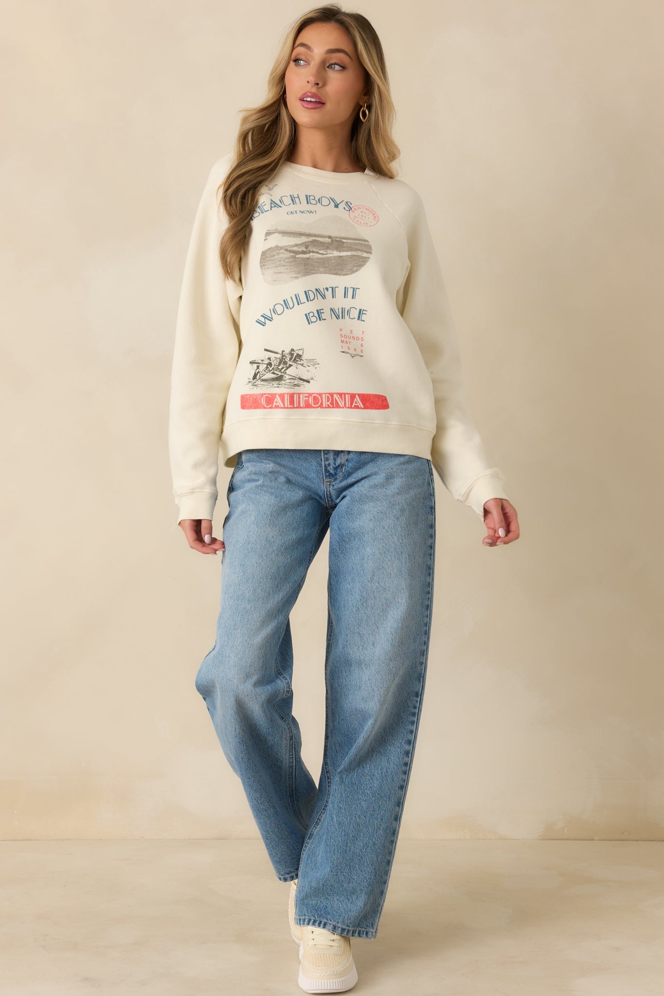 The Beach Boys Wouldn't It Be Nice Ivory Vintage Raglan Sweatshirt
