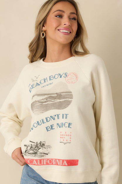 The Beach Boys Wouldn't It Be Nice Ivory Vintage Raglan Sweatshirt