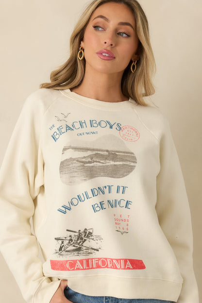 The Beach Boys Wouldn't It Be Nice Ivory Vintage Raglan Sweatshirt