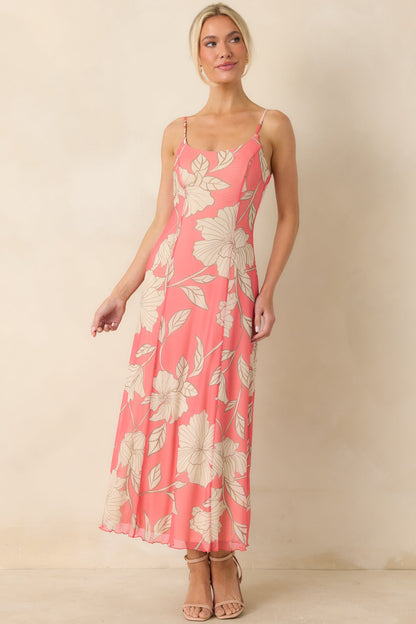 Z Supply Pink Coral Charisma Bloom Mesh Midi Dress