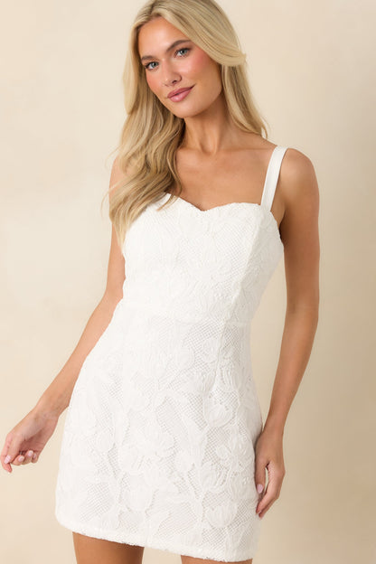 Here, In the Moment Ivory Lace Sleeveless Mini Dress