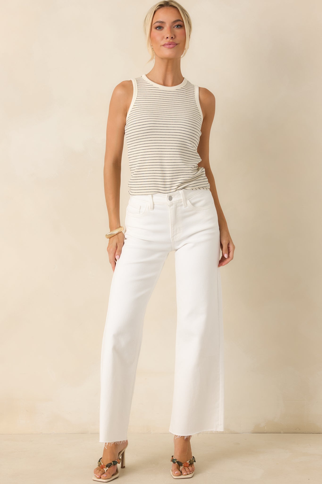 FRNCH Volga Ivory Stripe Tank Top